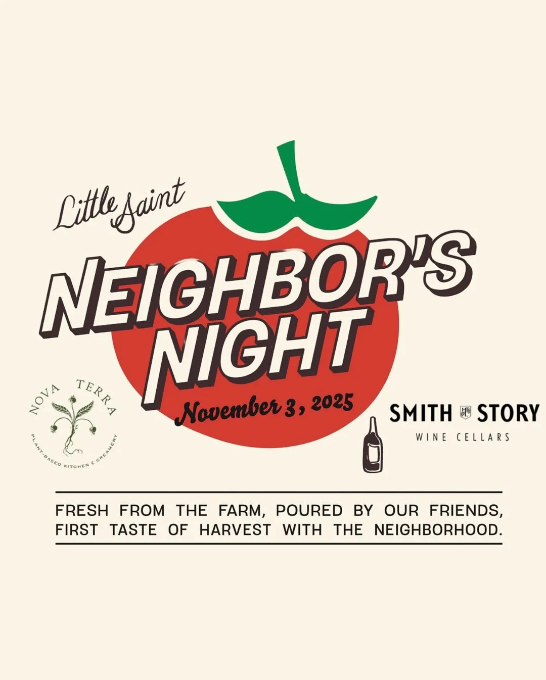 A Thanksgiving-Inspired Dinner &mdash; Neighbor&rsquo;s Night, Monday, November 3

The sides were always the best part, so we&rsquo;re leaning in. Join us for a prix-fixe dinner ($55) celebrating all the flavors of the season&mdash;the sides, fall fr