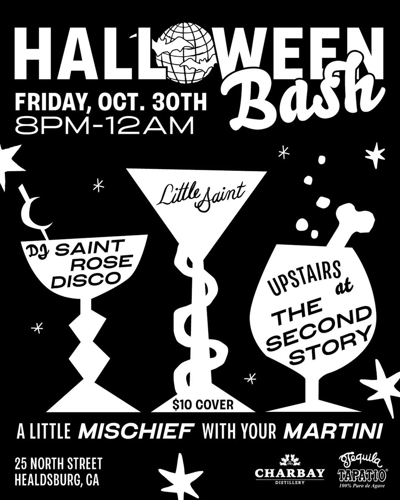 A Little Mischief on North Street. 🍸 

We&rsquo;re throwing a Halloween Bash, and you&rsquo;re invited. DJ Saint Rose Disco spins from 8 PM to midnight, with cocktails flowing and costumes encouraged.

🎟️ Get your $10 tickets now at the link in bio