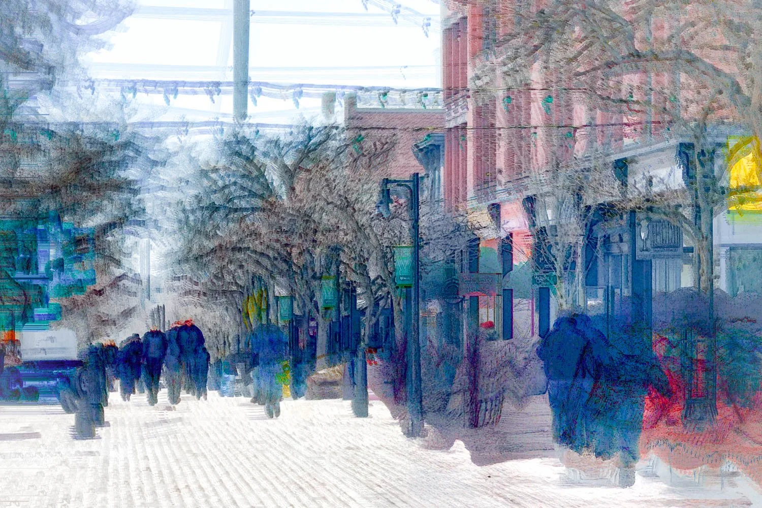 Abstract ICM image of pedestrian street scene