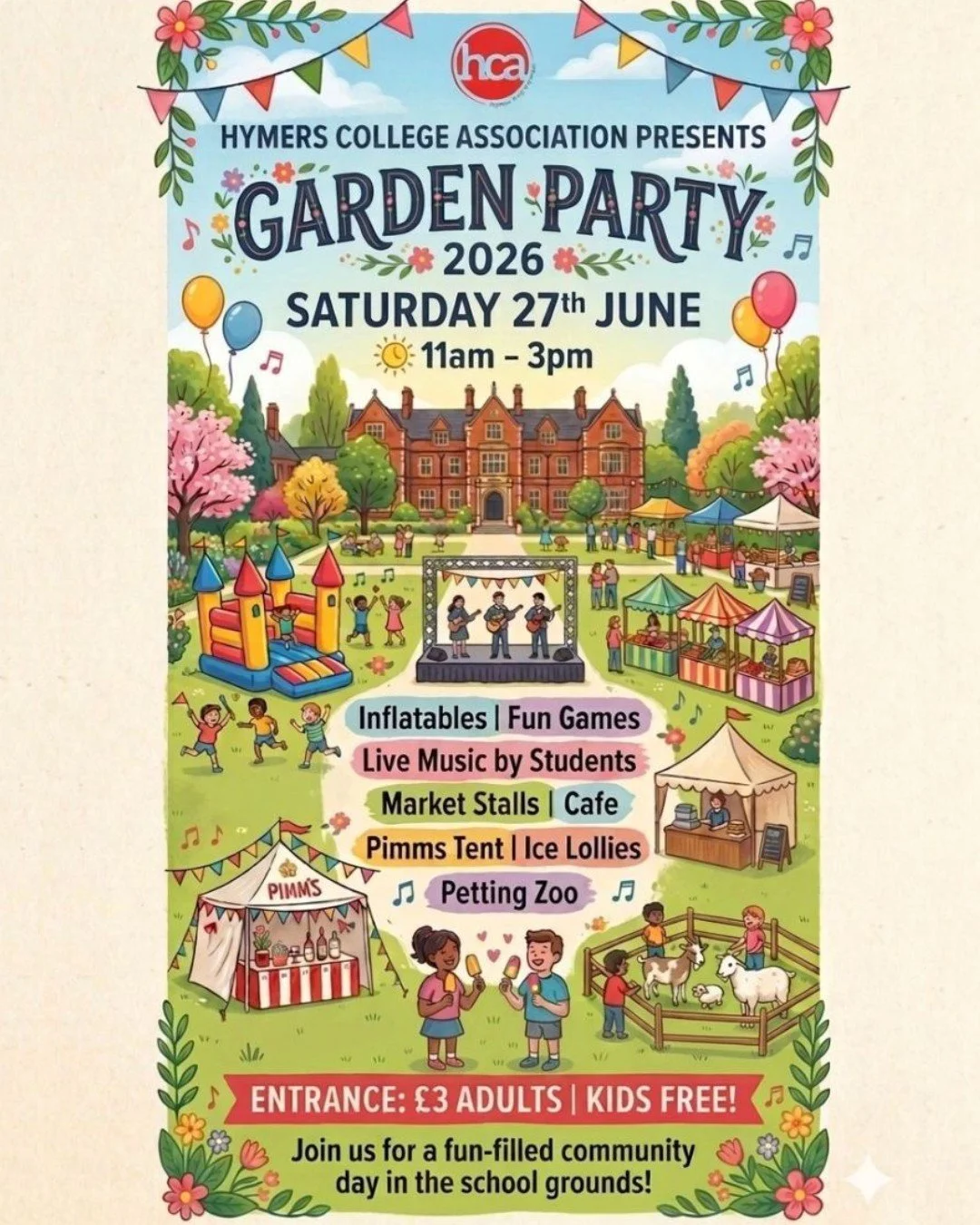 This glorious weather has got us thinking about the @hymers_hca  Garden Party, which is fast approaching on Saturday 27 June. 

A fantastic day of fun, food and fabulous music, there's something for everyone to enjoy and all for an amazing cause! The