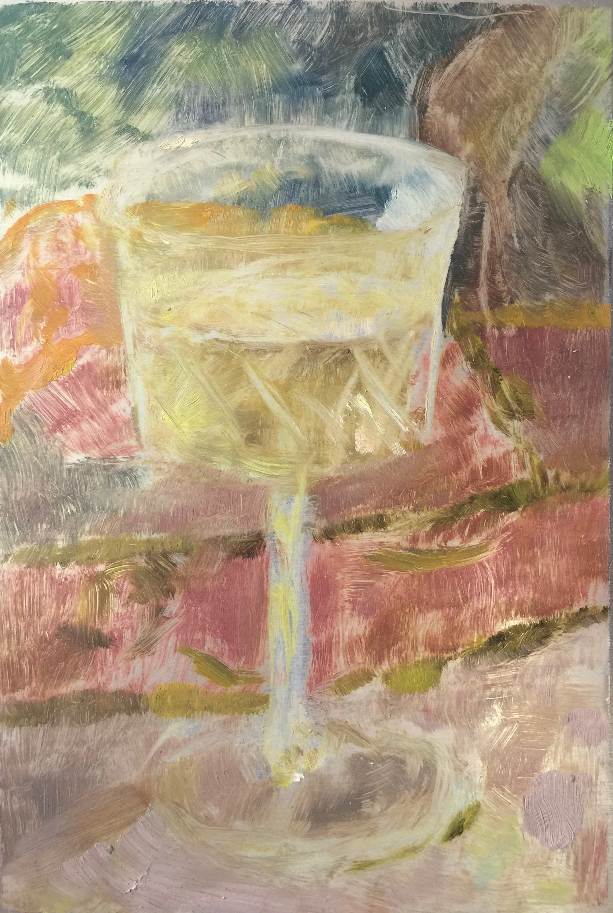 Sadie's Flip, oil on aluminum, 7x5"