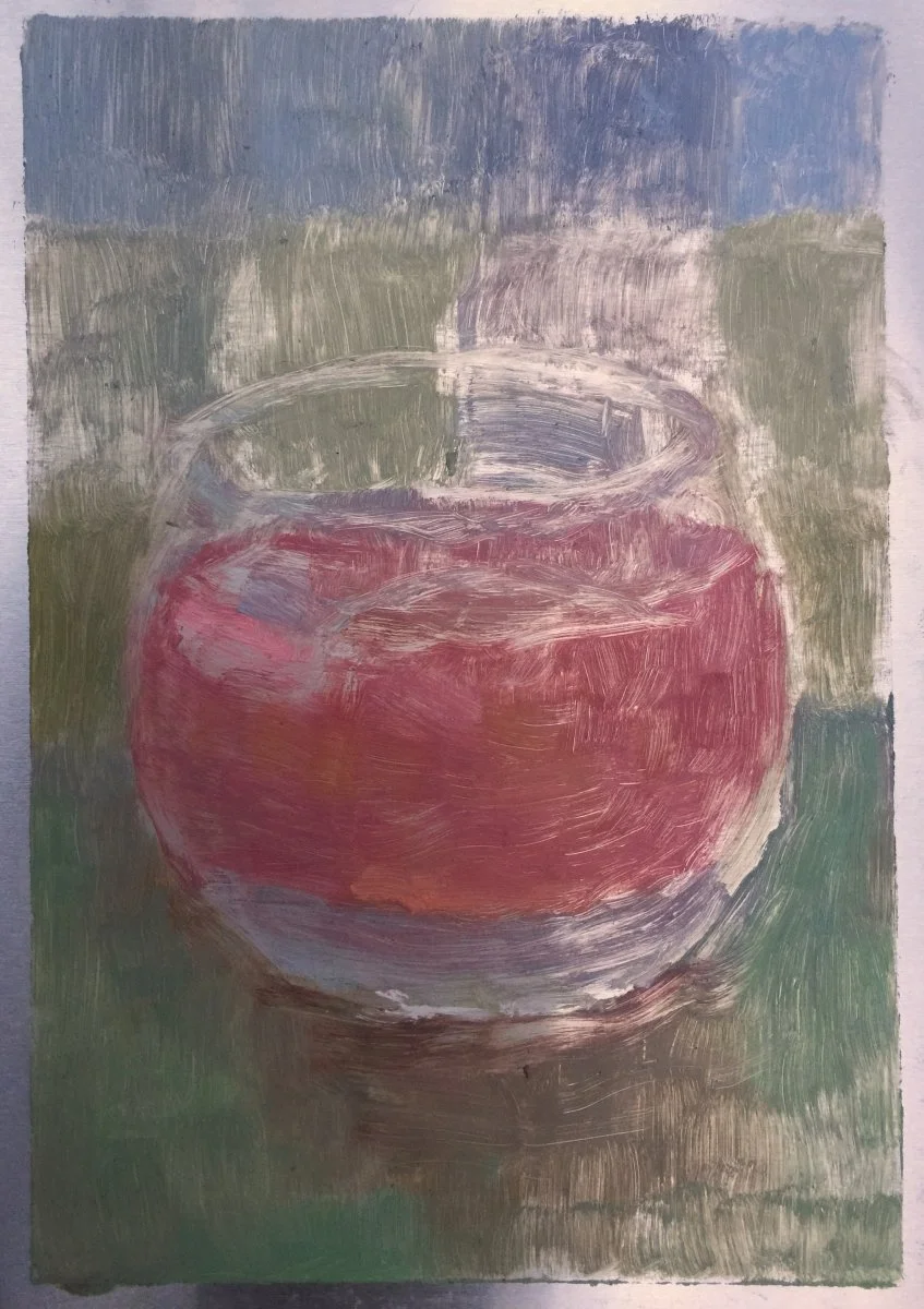 Cherry Cordial, oil on aluminum, 7x5"