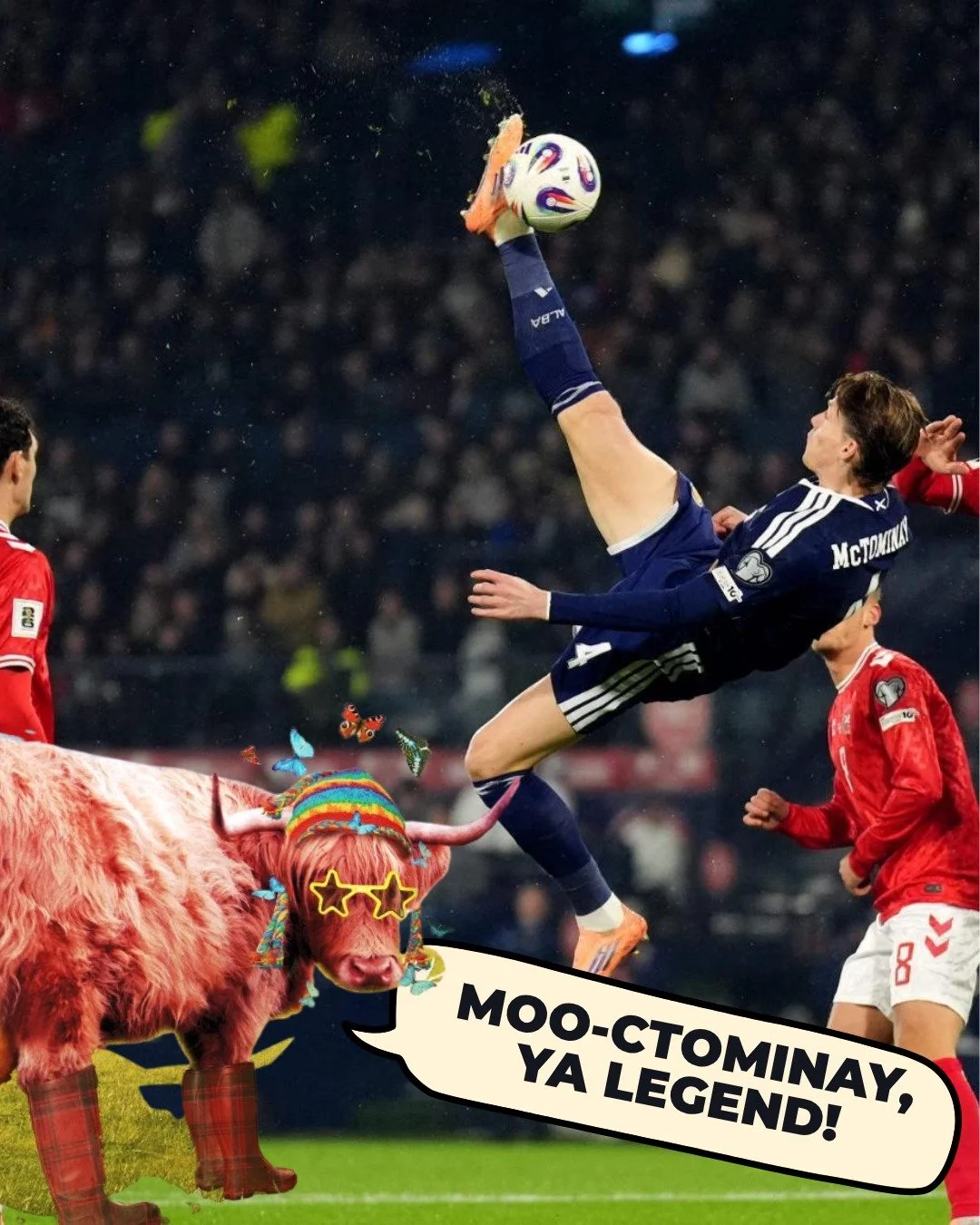 An 8ft 3 overhead kick?! 

That&rsquo;s higher than Bella the Highland cow when she&rsquo;s bouncing at the front of the Garden Stage. 🐄🎪⚽️