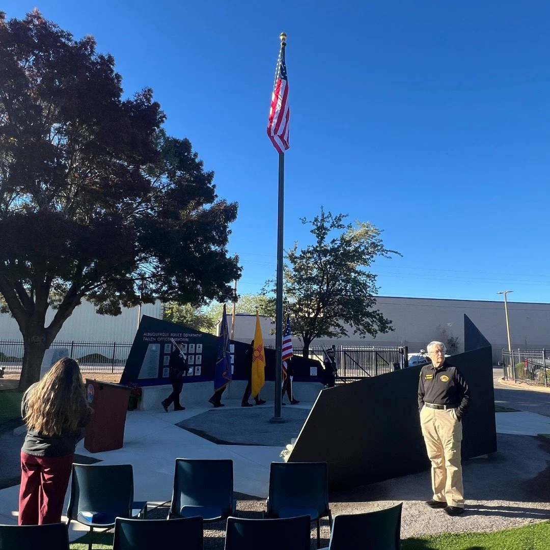 We were honored to work with the City of Albuquerque on the Fallen Officer Memorial located at the @albuquerquepolice Academy. This project was a meaningful opportunity to help create a space for remembrance, reflection, and gratitude. The design cen
