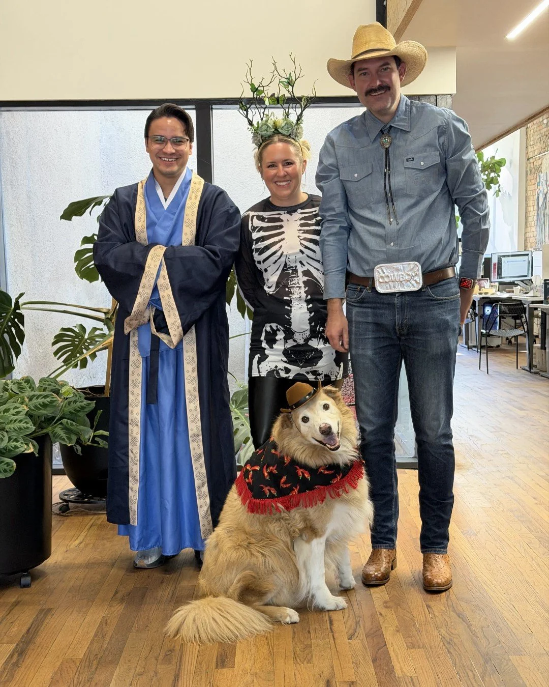 Things got a little spooky in the office today&hellip;a cowboy, a cowboy's trusty sidekick, a skeleton, Jinshi, and a ketchup-and-mustard duo complete with a hot dog. And just when we thought we'd spotted everyone, Dan crafted another costume and sho