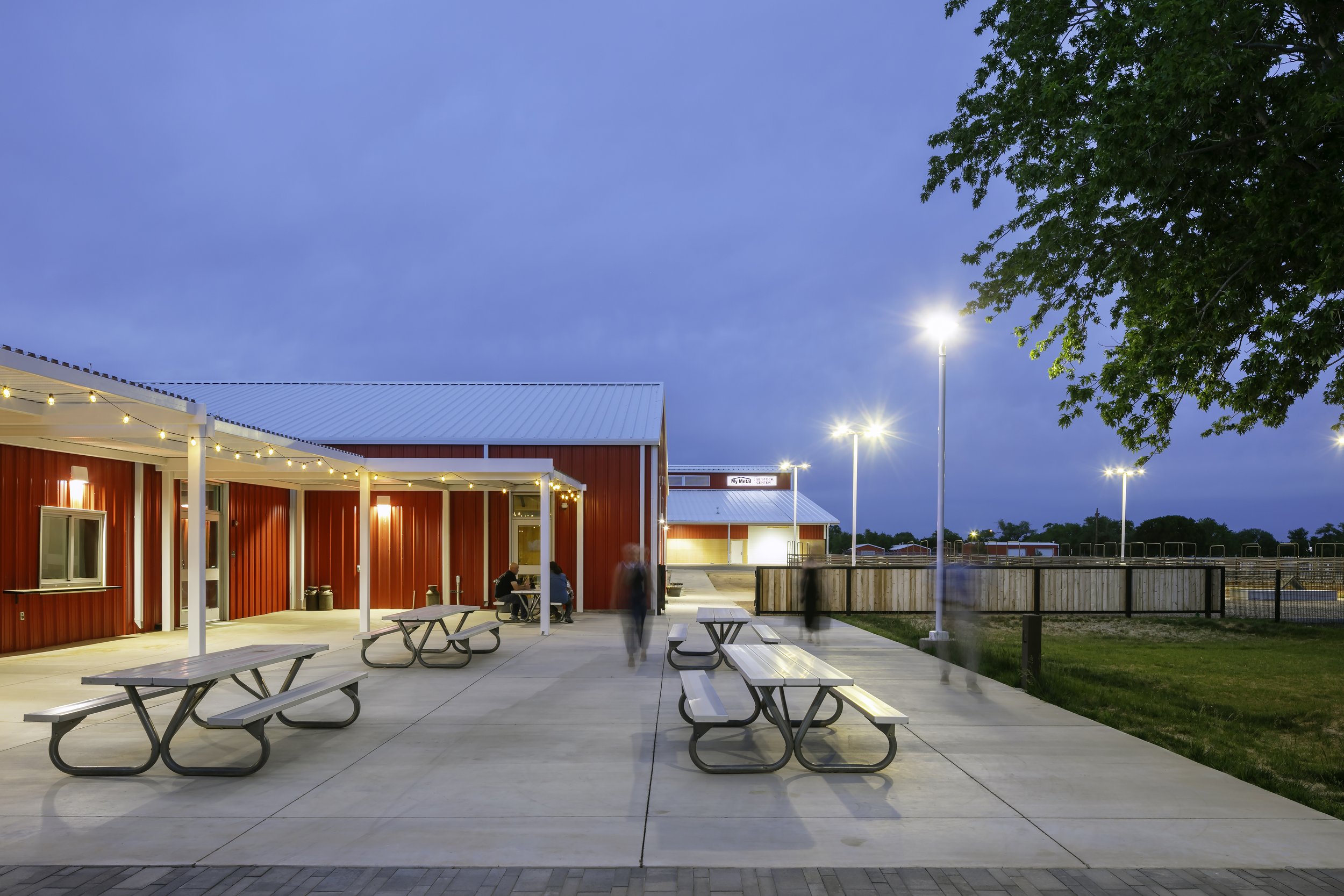 Renovated courtyard on west side of indoor pavilion events space