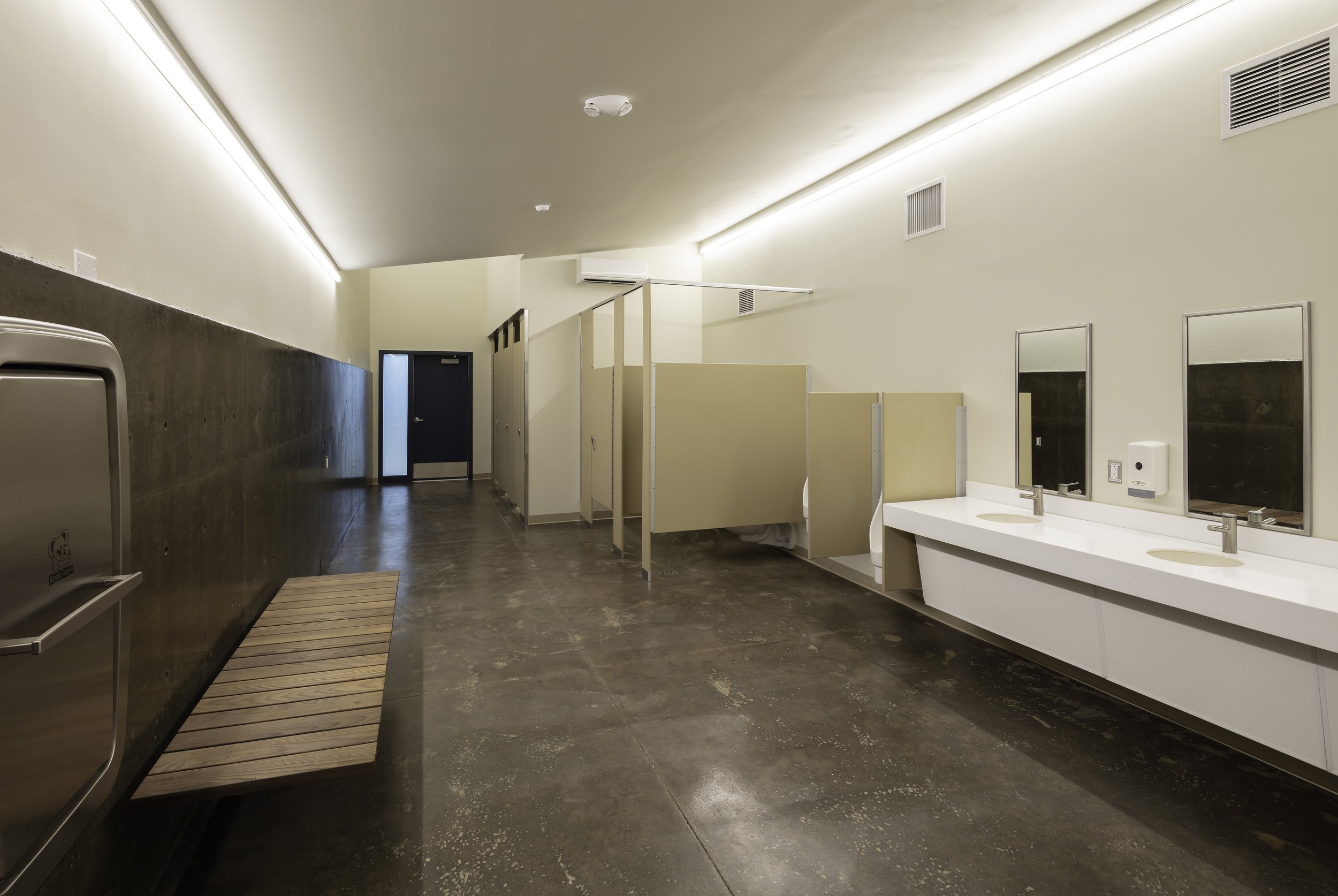 Restroom sustainably designed to offer addition amenities to improve camping experience