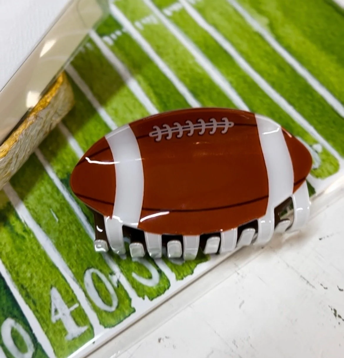 Football Acetate Hair Claw Clip