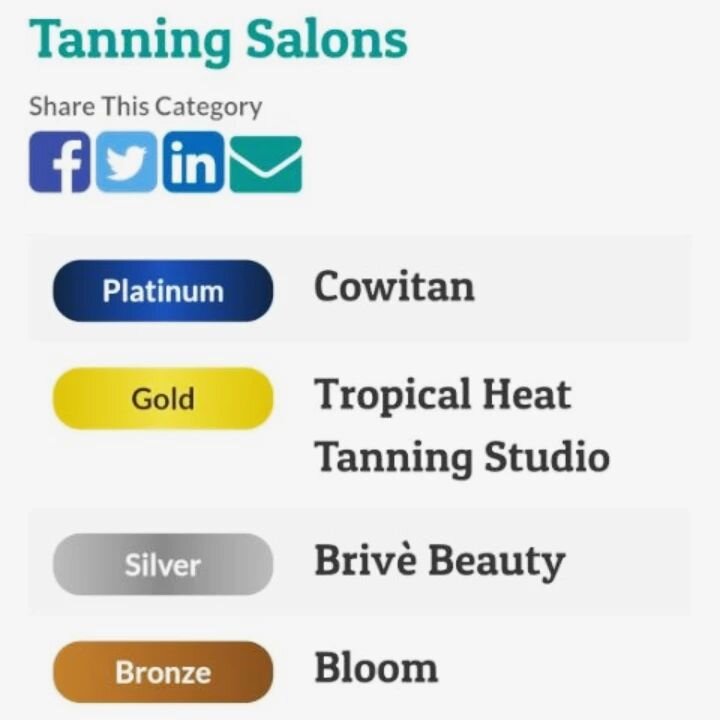 Voted #1 tanning salon in the Cowichan valley for the 2nd year. 🥳  Thanks for all the support Duncan.  We have the best customers. ❤ 
Also winning the women's clothing category.  Whaaaaa? 
Congratulations to everyone in these categories 👏
.
.
.
.
.