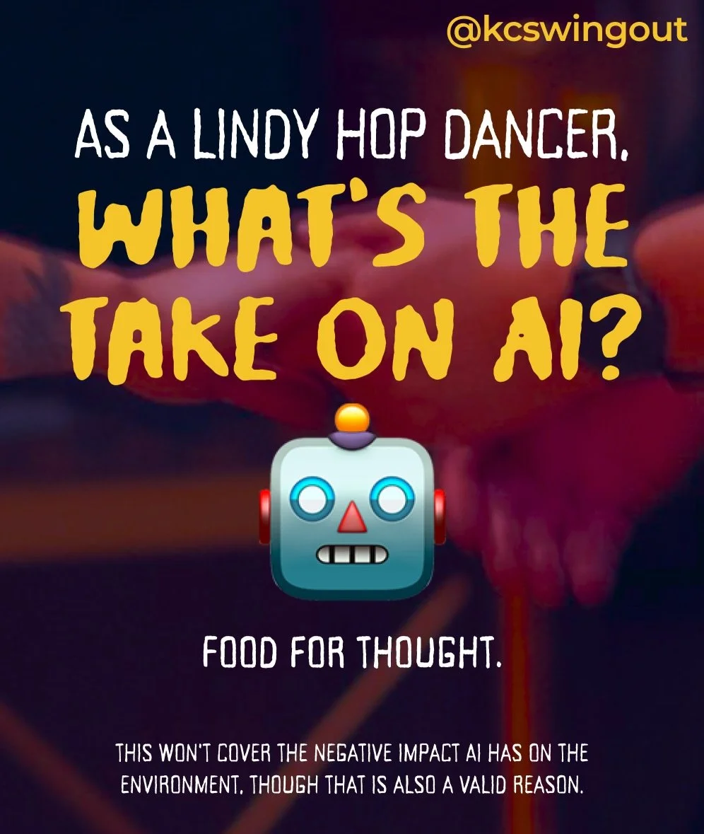We&rsquo;ve seen a rise in AI marketing in the Lindy hop community, and as an organization led by artists we want to make our stance clear. Thank you @tyedric_hill for the amazing quote that sums up what we&rsquo;ve been discussing so succinctly, and