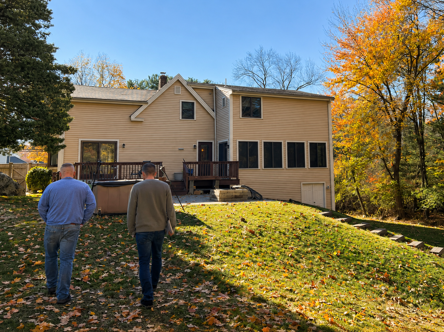 Founders Trevor and Nick touring the future Limitless Recovery Solution sober living home in Abington, Massachusetts before opening in 2022.