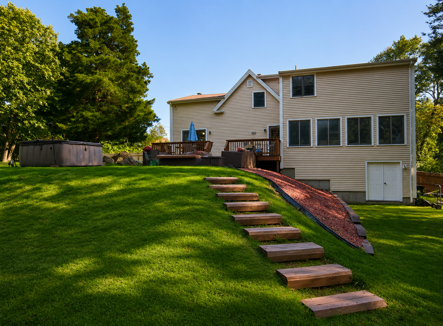 Steps leading to the Abington men's sober living residence at Limitless Recovery Solution, symbolizing progress and growth in recovery.