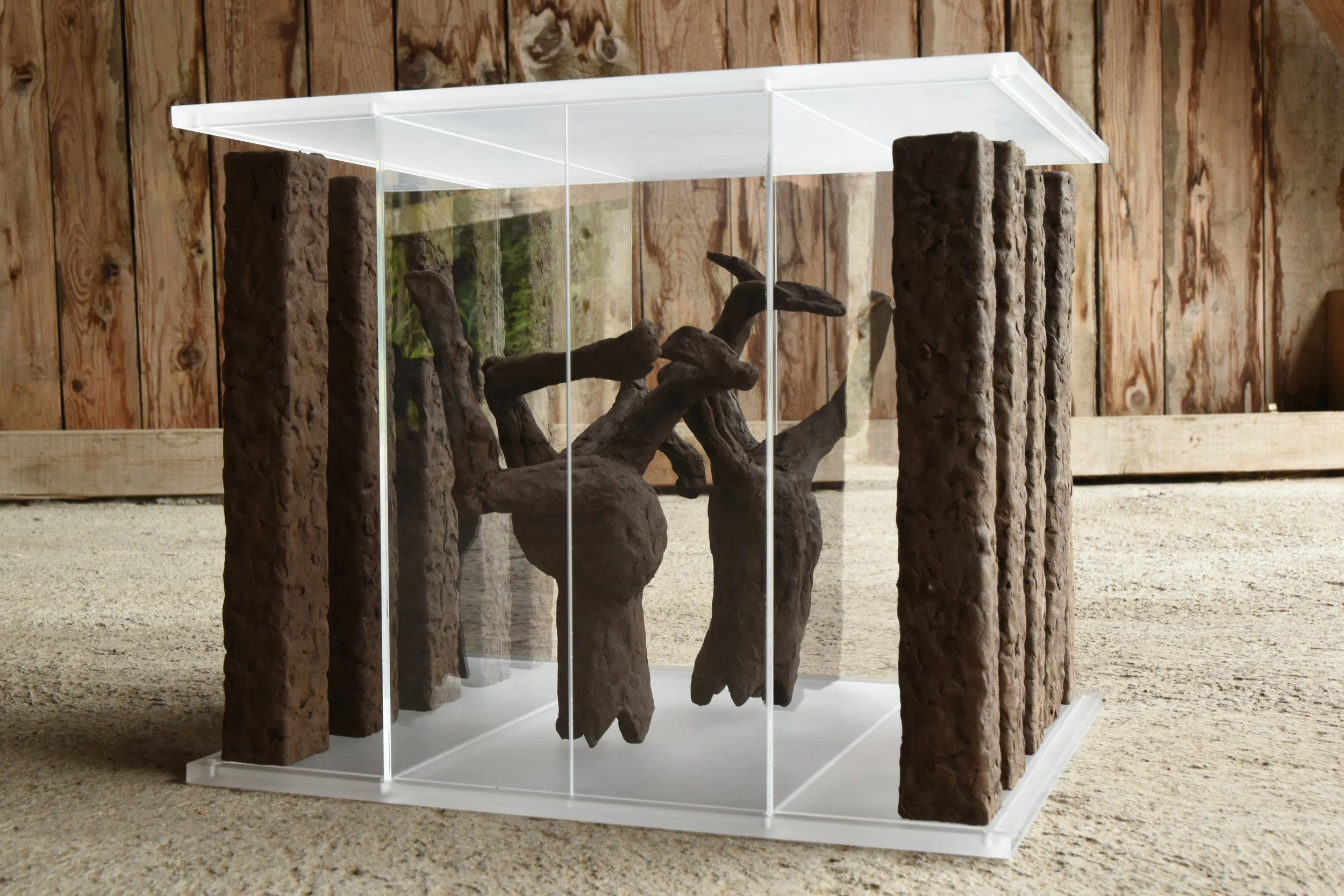 "Rösterei 2", Acrylglas, Ton, 40 x 40 x 40