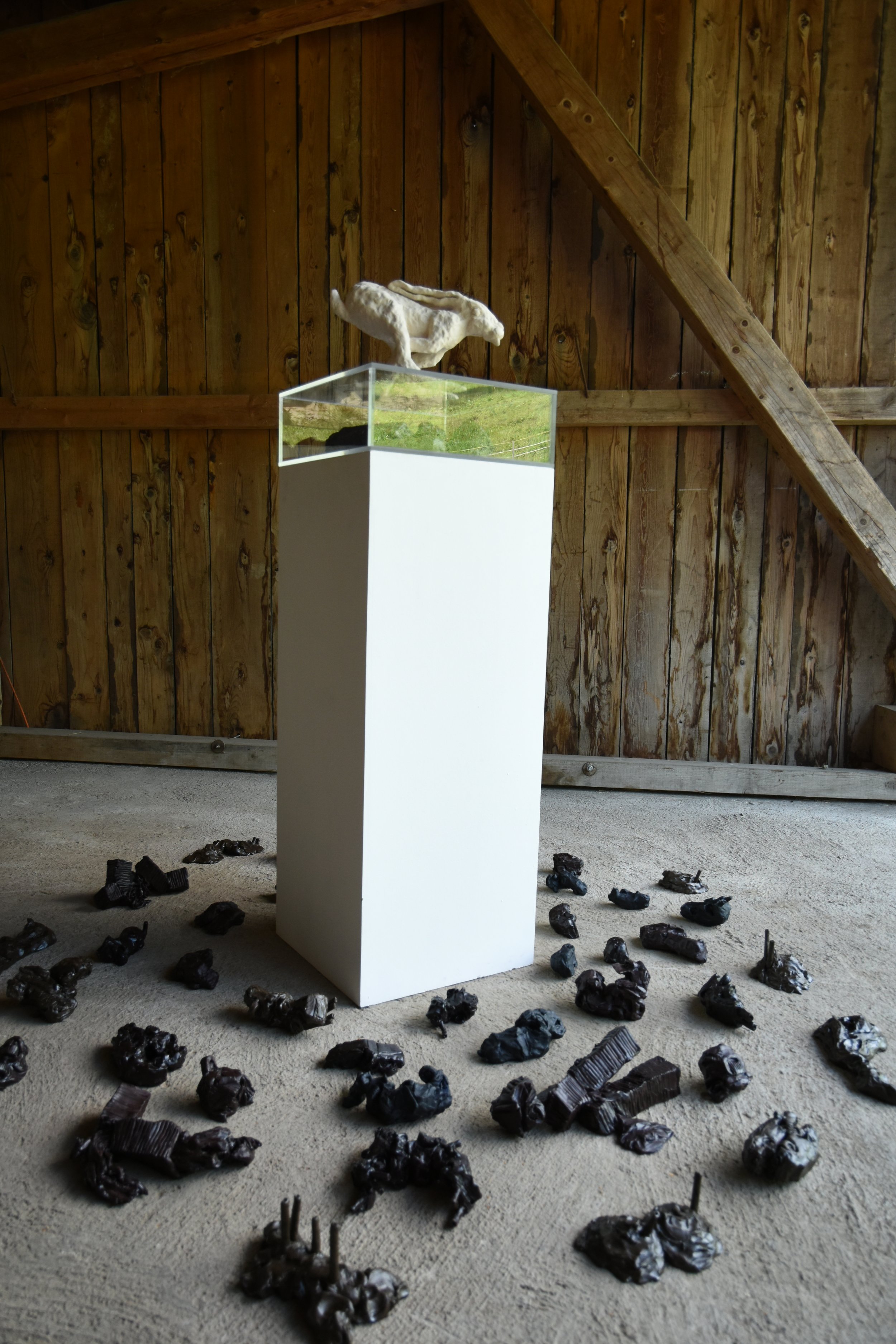 "Schwindel", Holz, Acrylglas, Ton