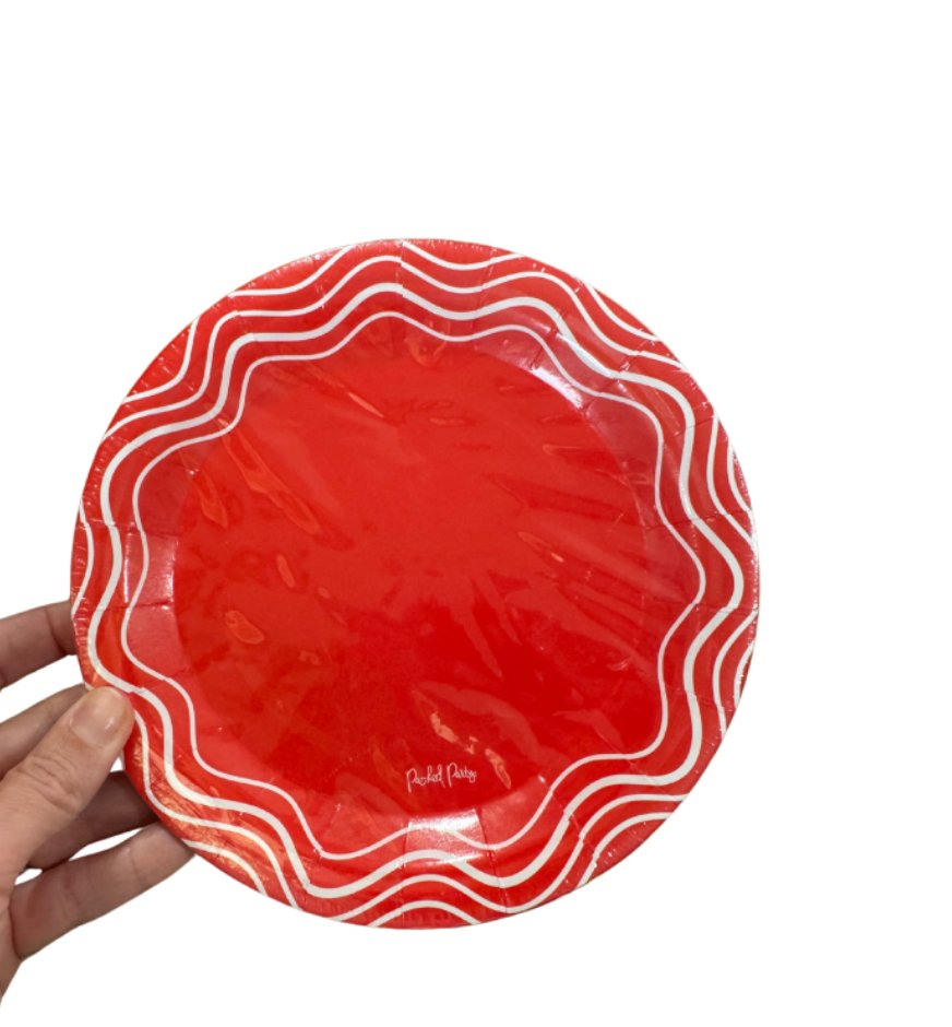Red wavy dessert plate
