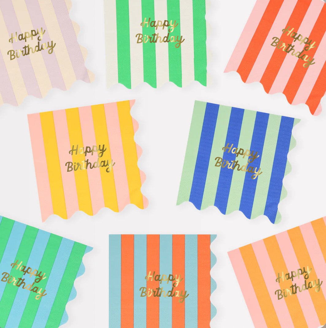 Stripe Happy Birthday Napkins