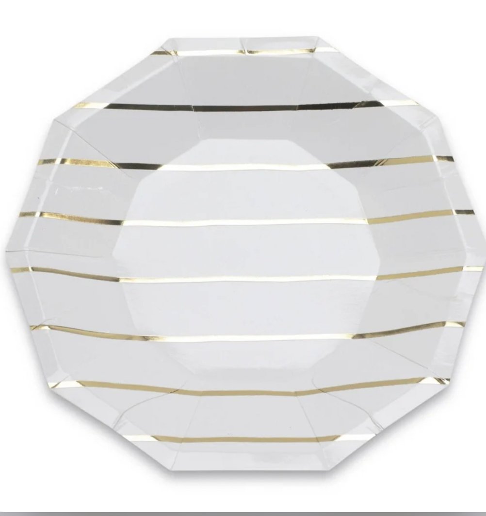 Gold Striped Dessert Plate