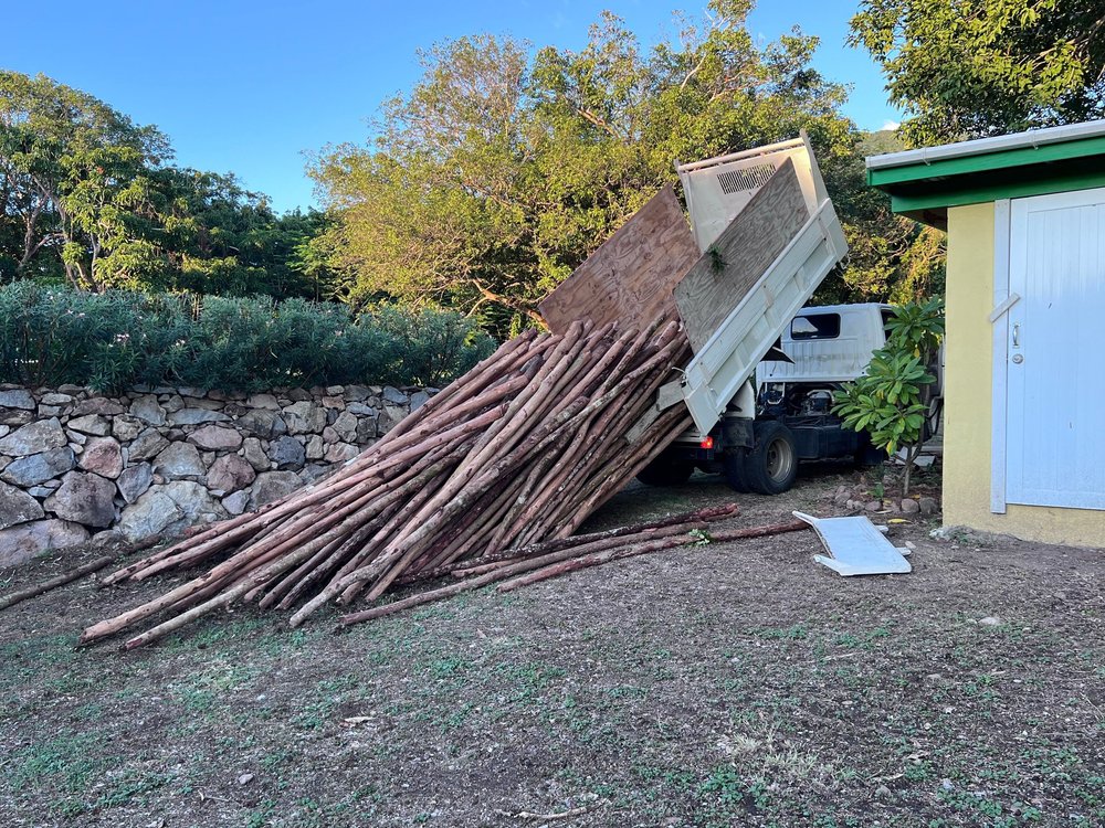 The poles arrive at the farm