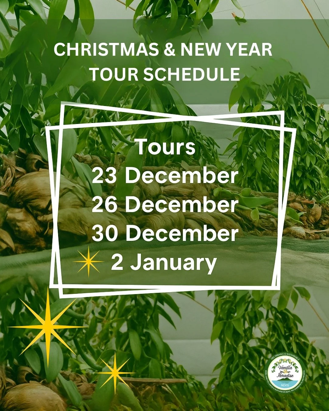 We&rsquo;re happy to confirm our special Christmas and New Year tour dates! 🎄🎉
Both the Vanilla Tour and the Hamilton Estate Mill Tour will be available on:
✨ 23 December
✨ 26 December
✨ 30 December
✨ 2 January
Please note:
❌ No tours on 25 Decembe