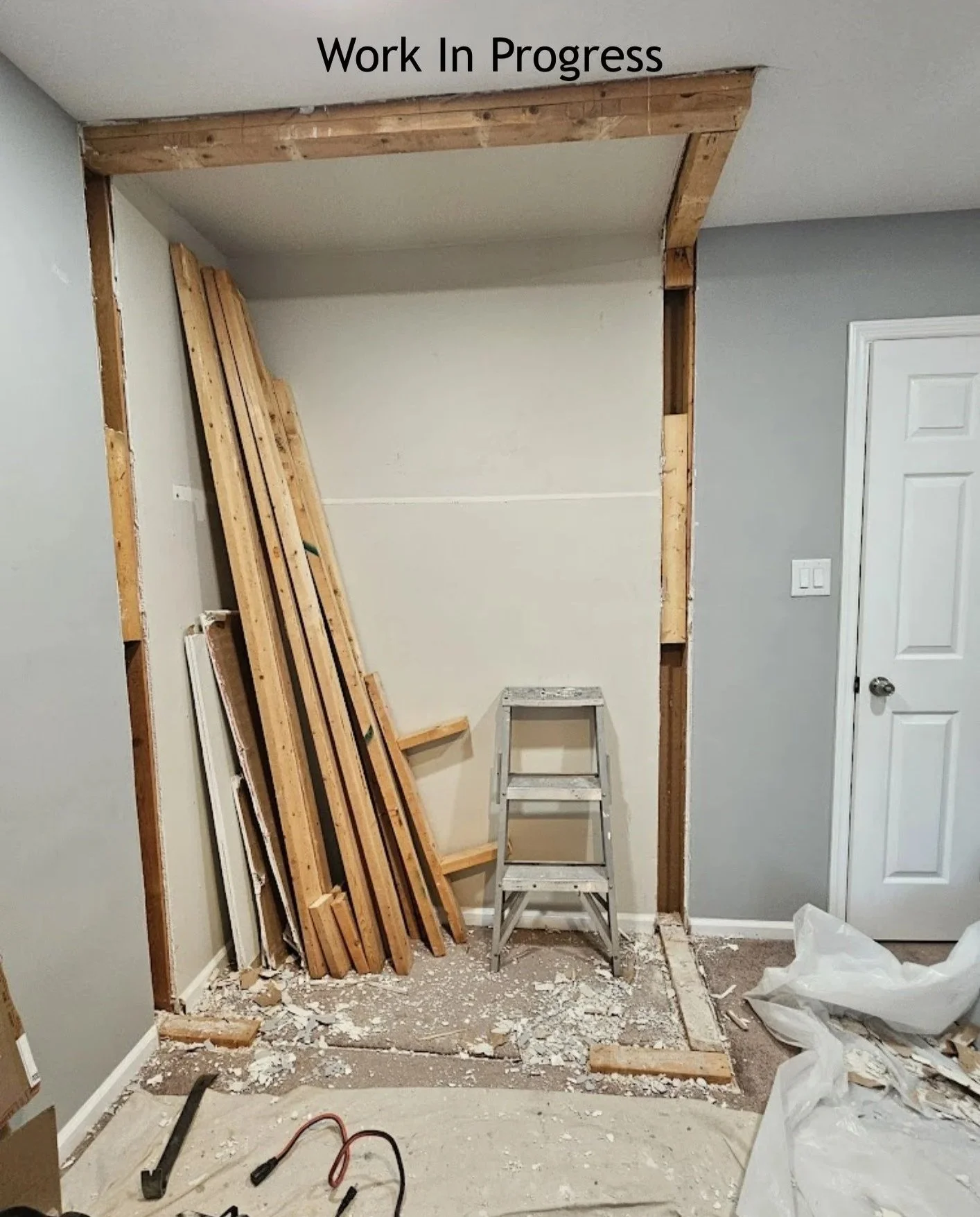 Behind the scenes: the old closet removed to make room for a custom storage solution.