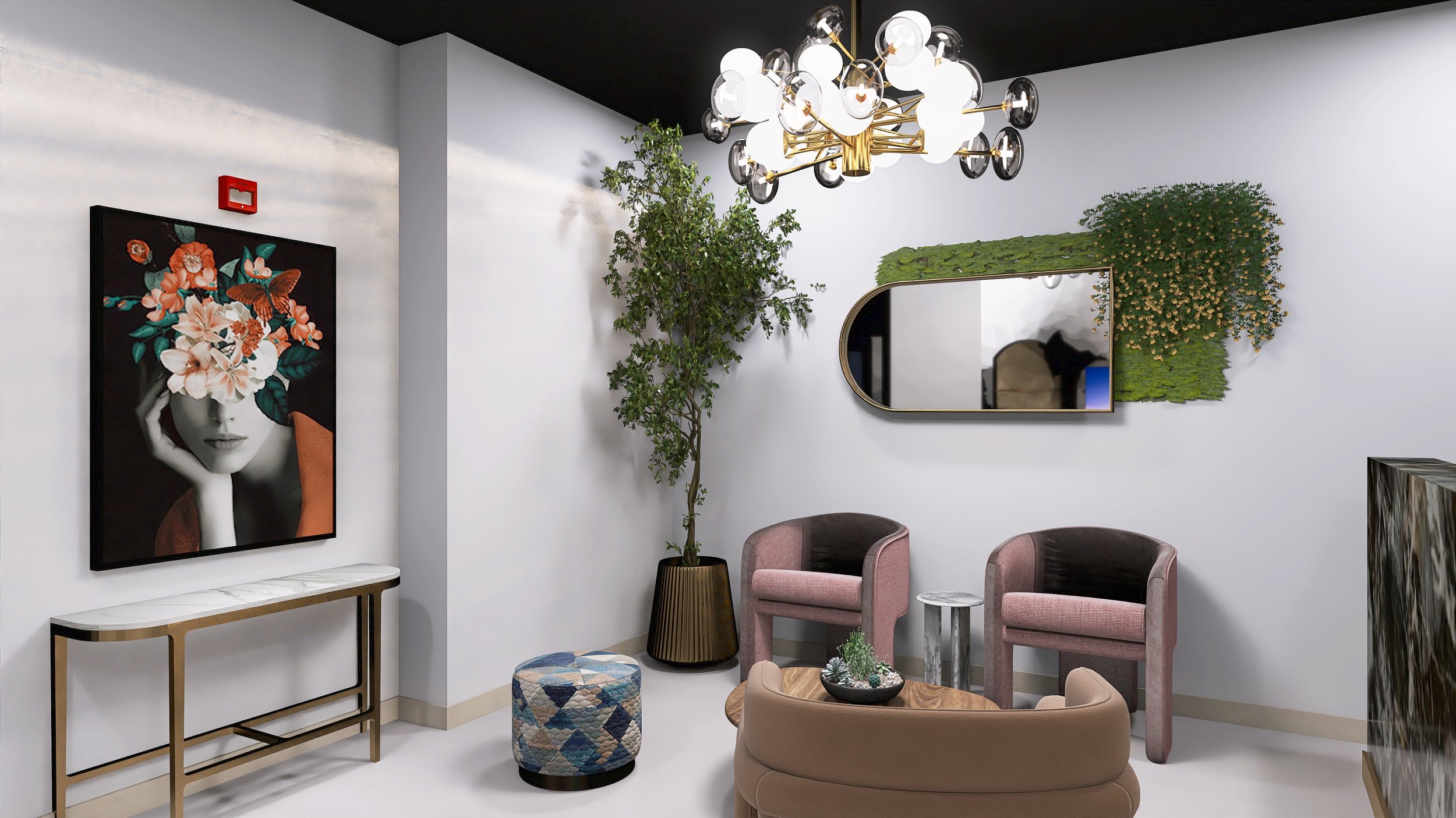 Commercial Interior Design: Digital Design for the Reception area of a Wellness Center