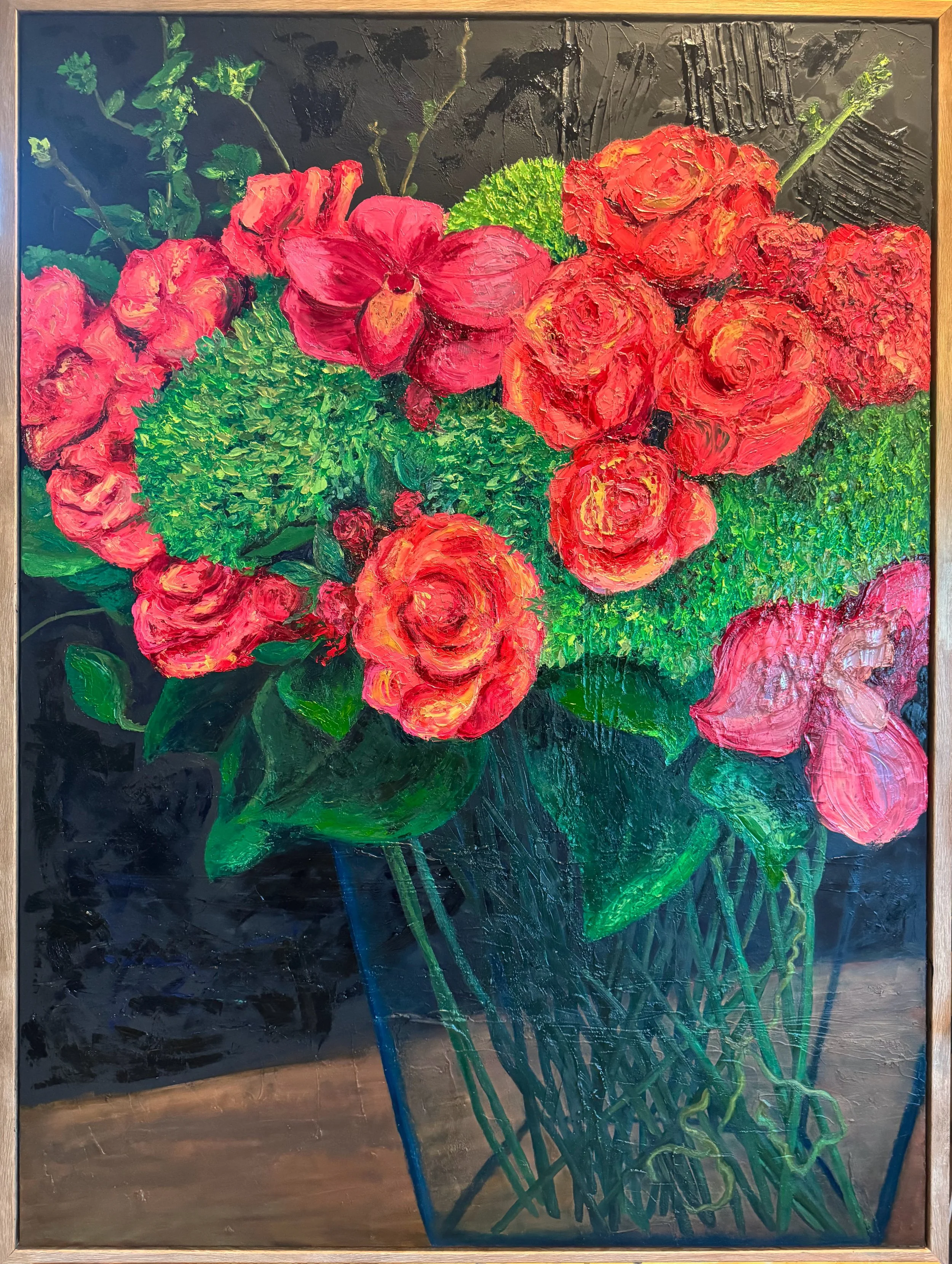 Bright Large Floral Oil Painting for a client's commercial space.