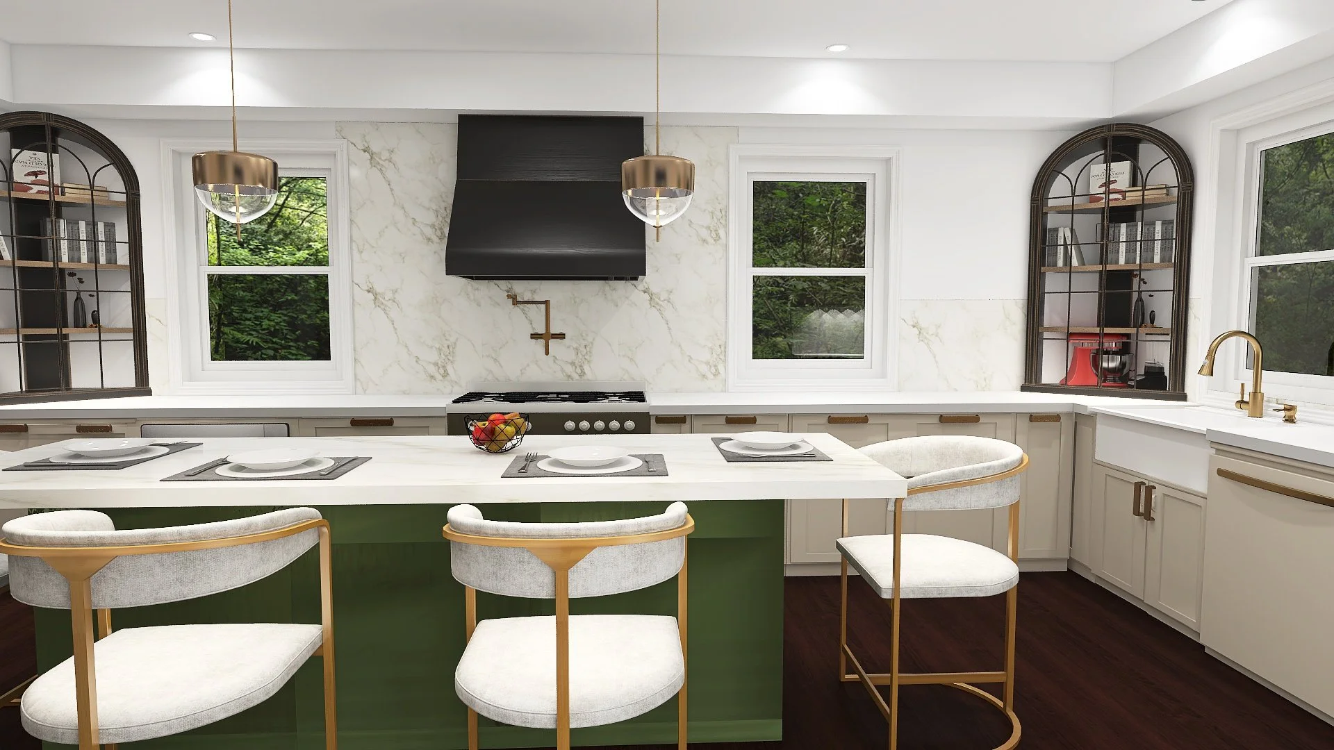 Digital Design 1: Kitchen design in a space that was the family room and breakfast area.