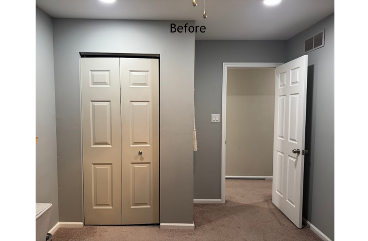 Before: a dated bifold closet that limited storage and style.