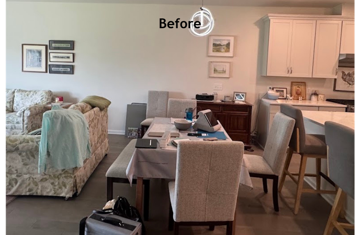 Before: a dining space without a clear layout or cohesive style.