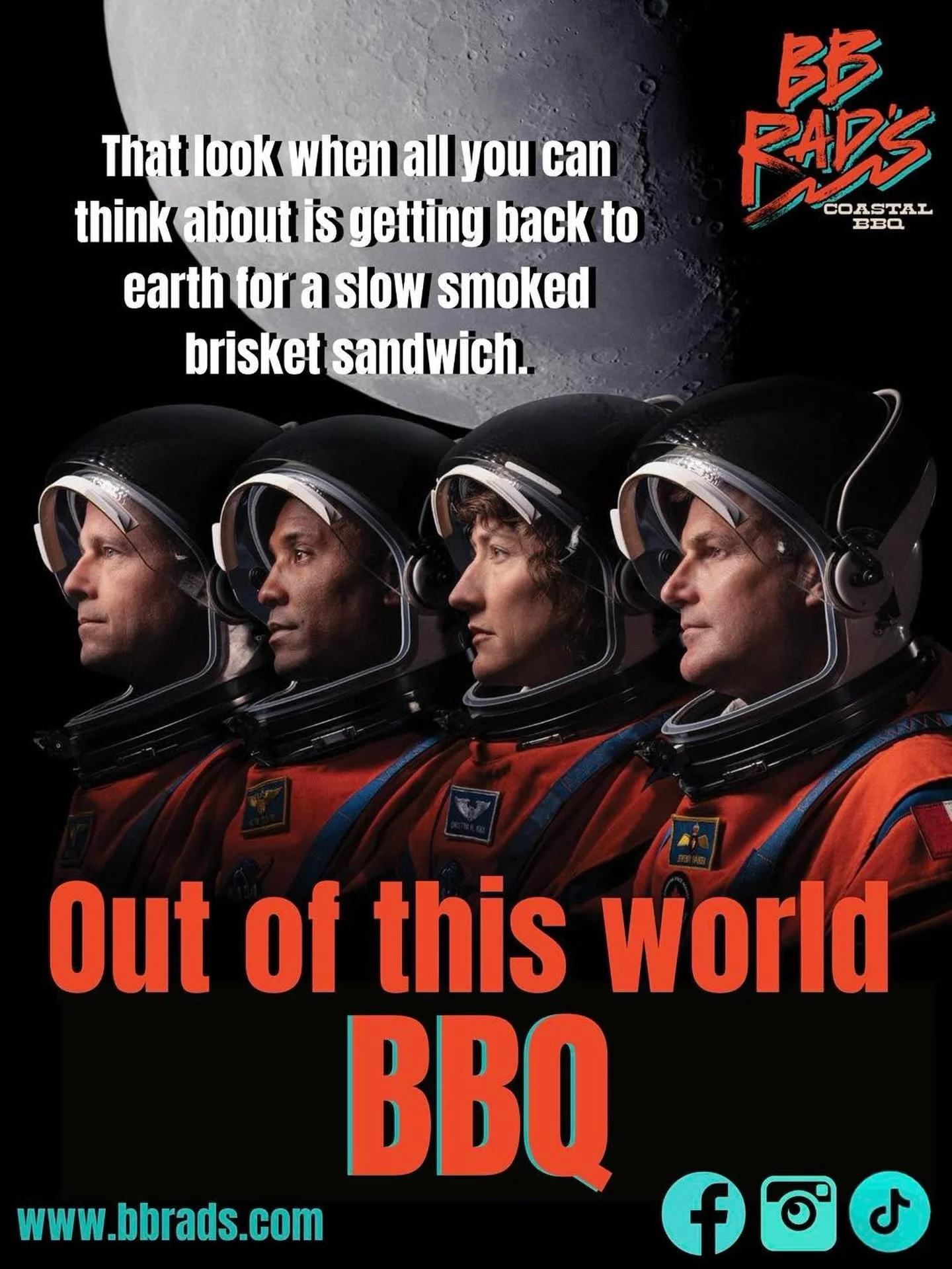 We&rsquo;ve got your launch day cravings covered. 🚀 

Heading out to catch the Artemis II launch? Make BB Rad&rsquo;s your pre or post-launch stop for out of this world BBQ! 🤙
