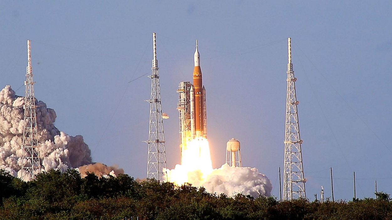 Artemis rocket launch viewed from Florida’s Space Coast near Titusville and Kennedy Space Center