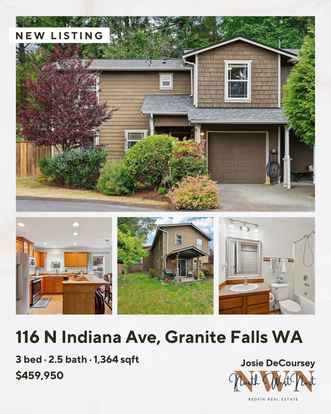 Granite Falls Townhouse officially on the market today! With 1,364 sq. ft. of well-designed living space, it features an open kitchen with tile counters, stainless steel appliances and a breakfast bar. Enjoy the convenience of a built-in loft office 