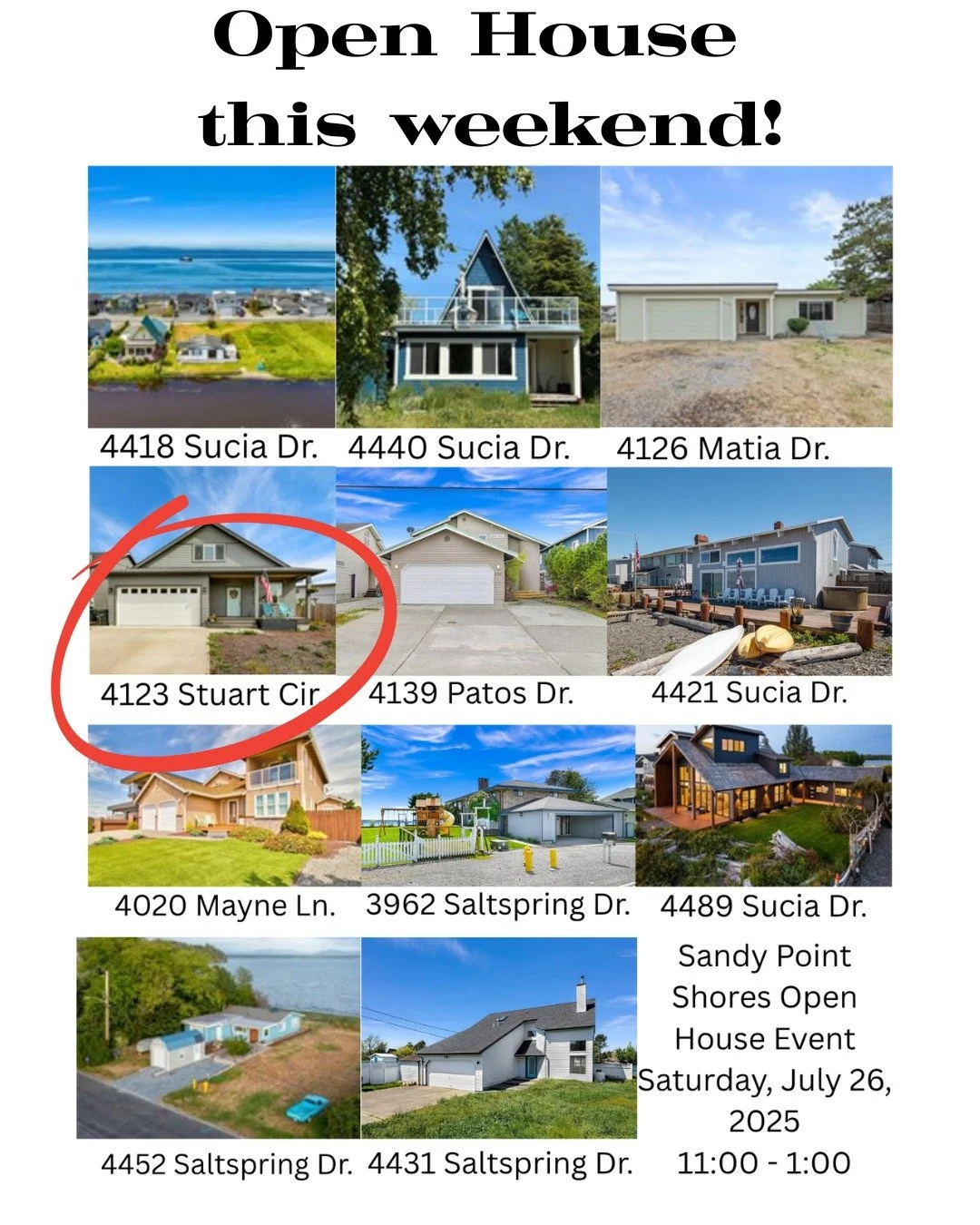 ☀️ Open House This Saturday! 🏡
Join us July 26th from 11am&ndash;1pm in the beautiful Sandy Point neighborhood in Ferndale &mdash; we are one of 11 homes open this weekend!

Grab some coffee and swing by for sunshine &amp; beach vibes while touring 