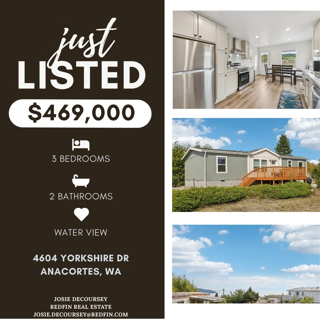 ✨Just Listed in Anacortes!✨

Soak in the spectacular water views of Burrows Bay from this like-new 3 bed, 2 bath home 🌊 Built in 2024, it features bright open spaces, a sleek kitchen with stainless appliances, and a spacious primary suite with walk-