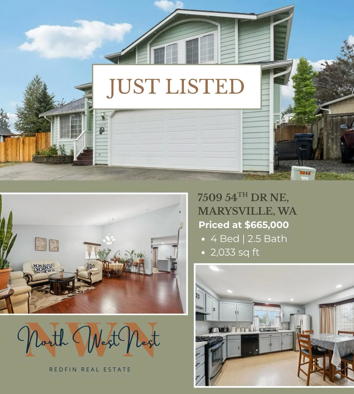 Fresh on the market in Marysville ✨
This 4 bed, 2.5 bath home offers vaulted ceilings, both formal &amp; casual living/dining spaces, a gas fireplace, and a versatile garage kitchenette. Thoughtful updates mean move-in ready comfort.
#nwnest #Redfin 