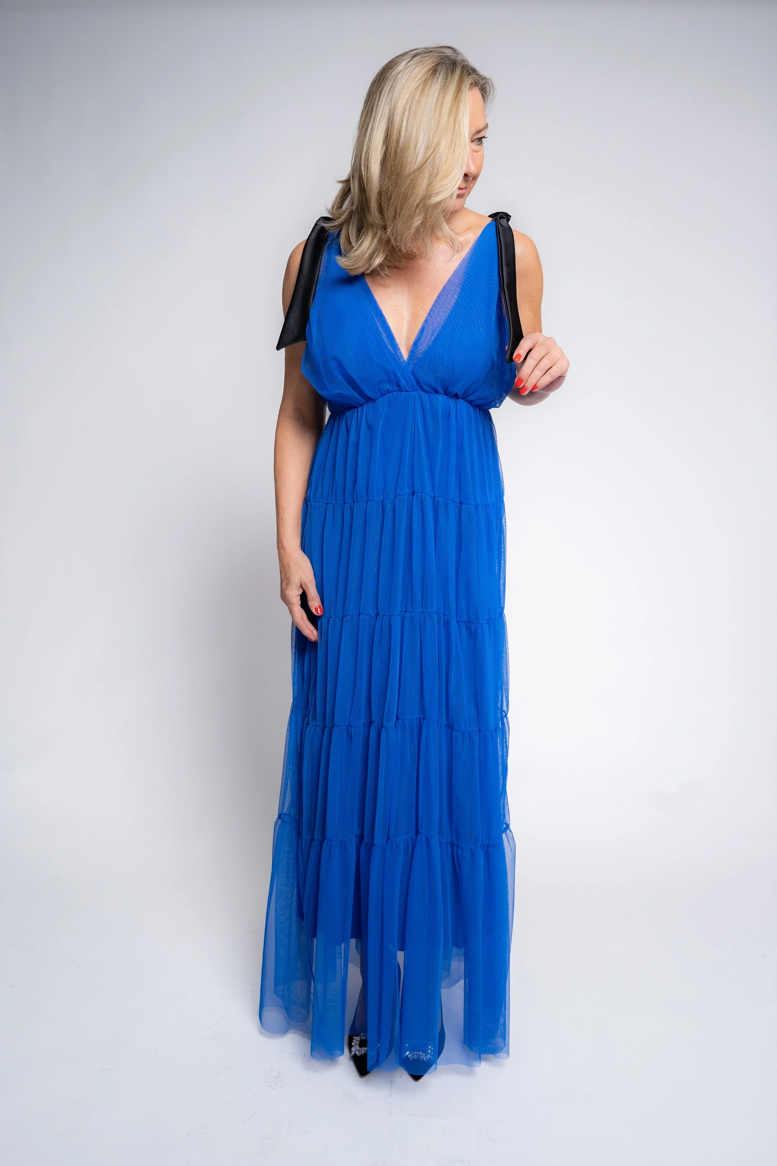 Vestido Tul Lazo Azul