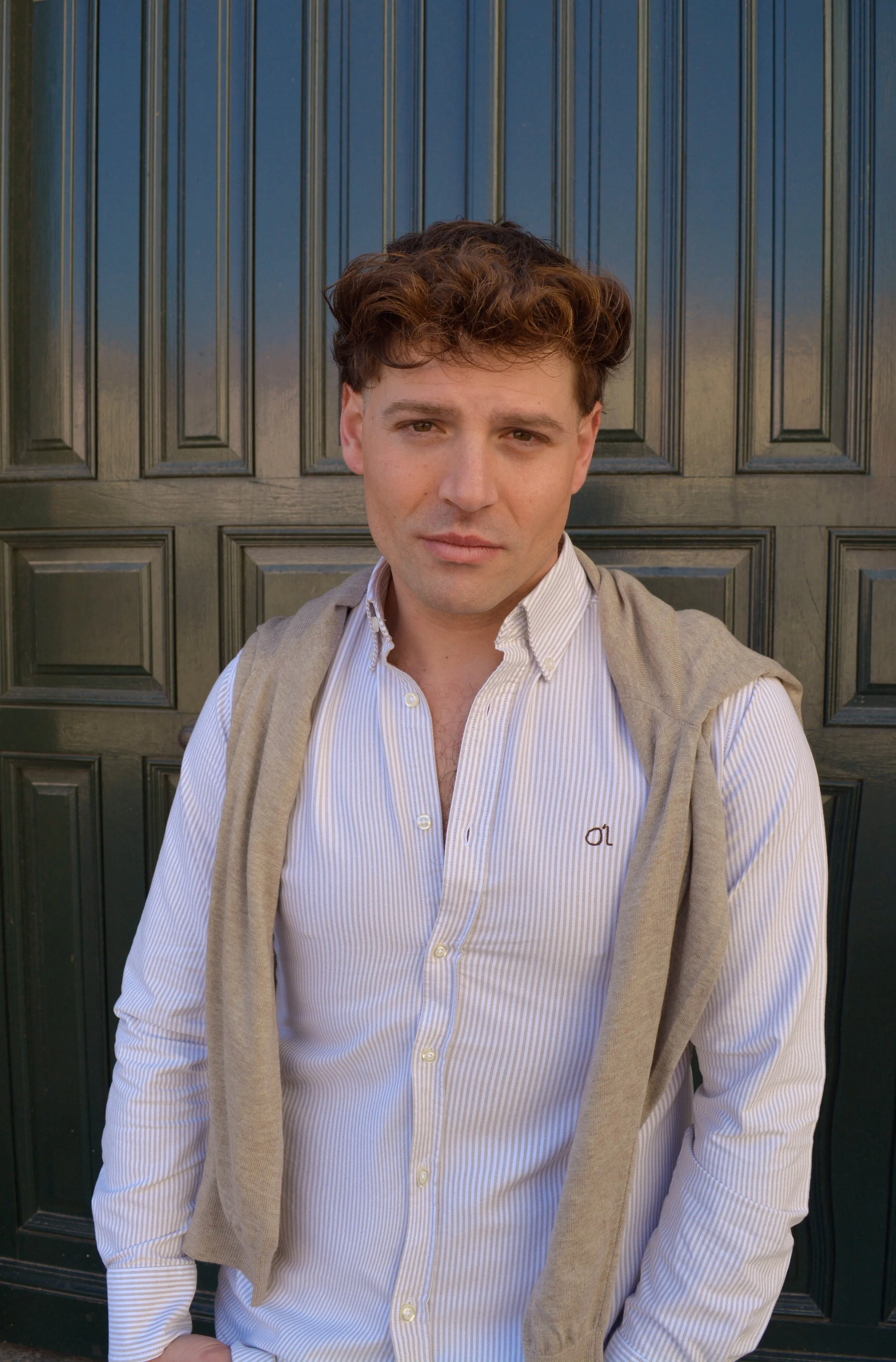 Camisa Oxford Rayas Beige