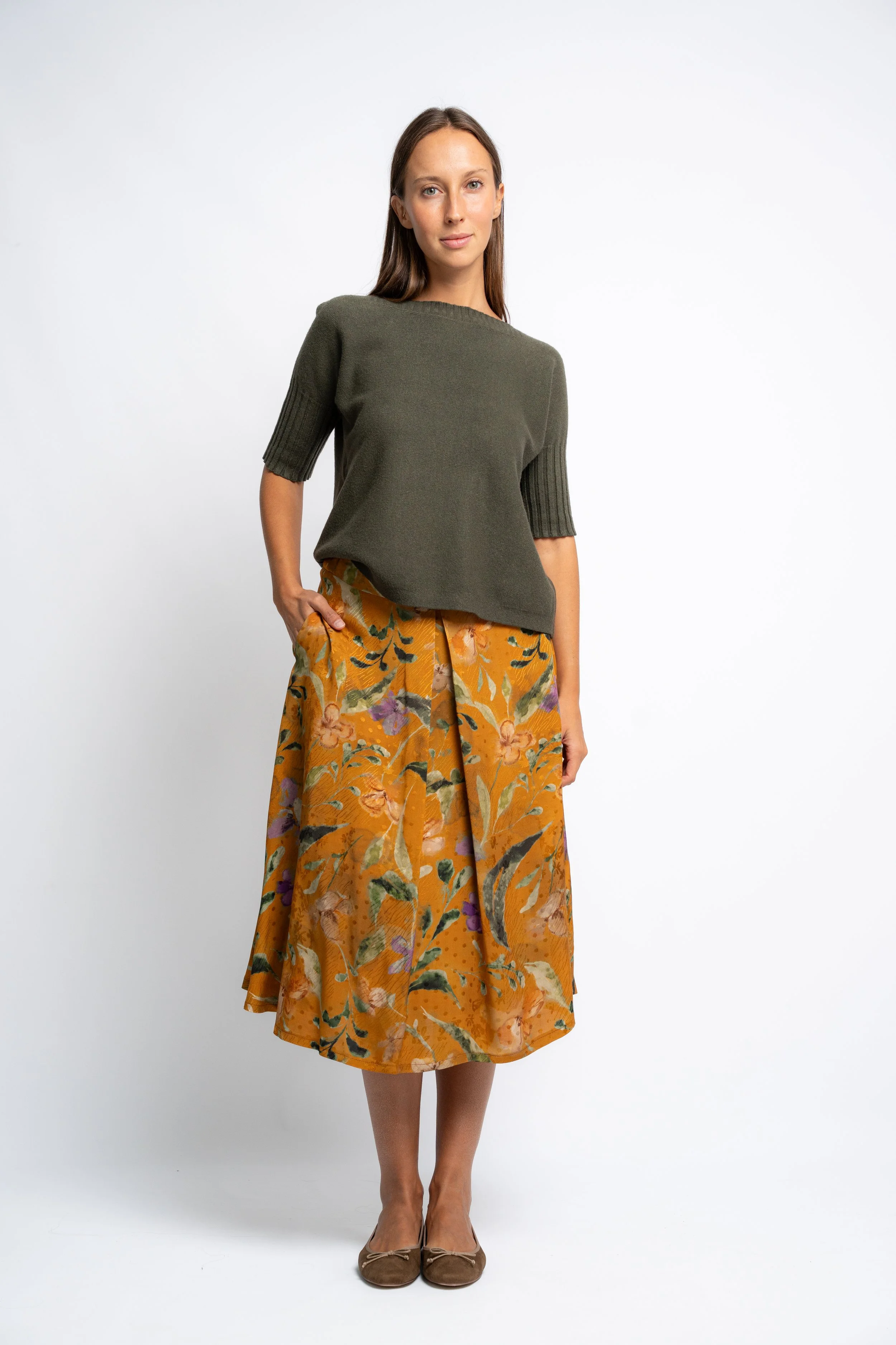 Falda Nicola Estampado Ocre