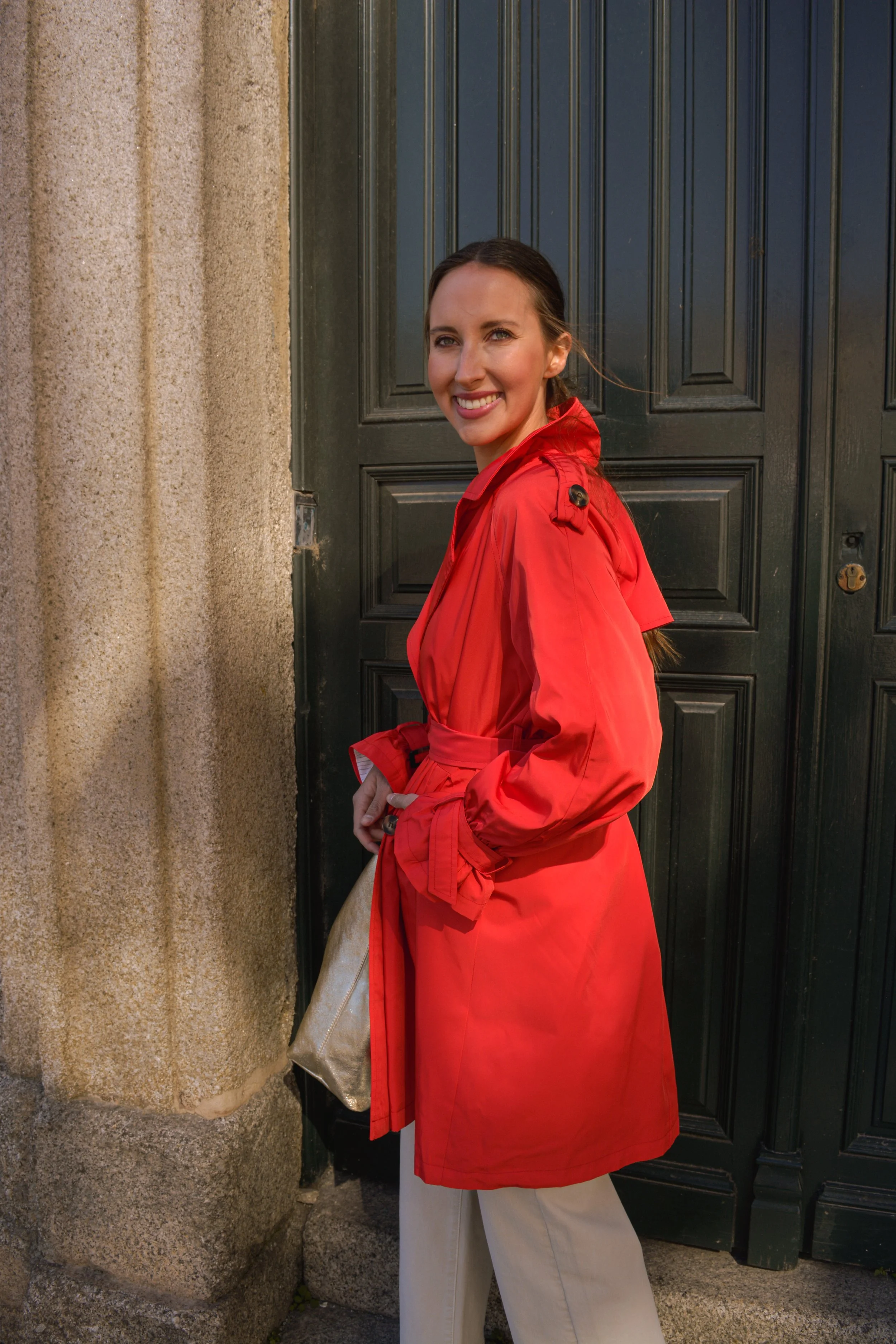 Gabardina Puño Volante Roja