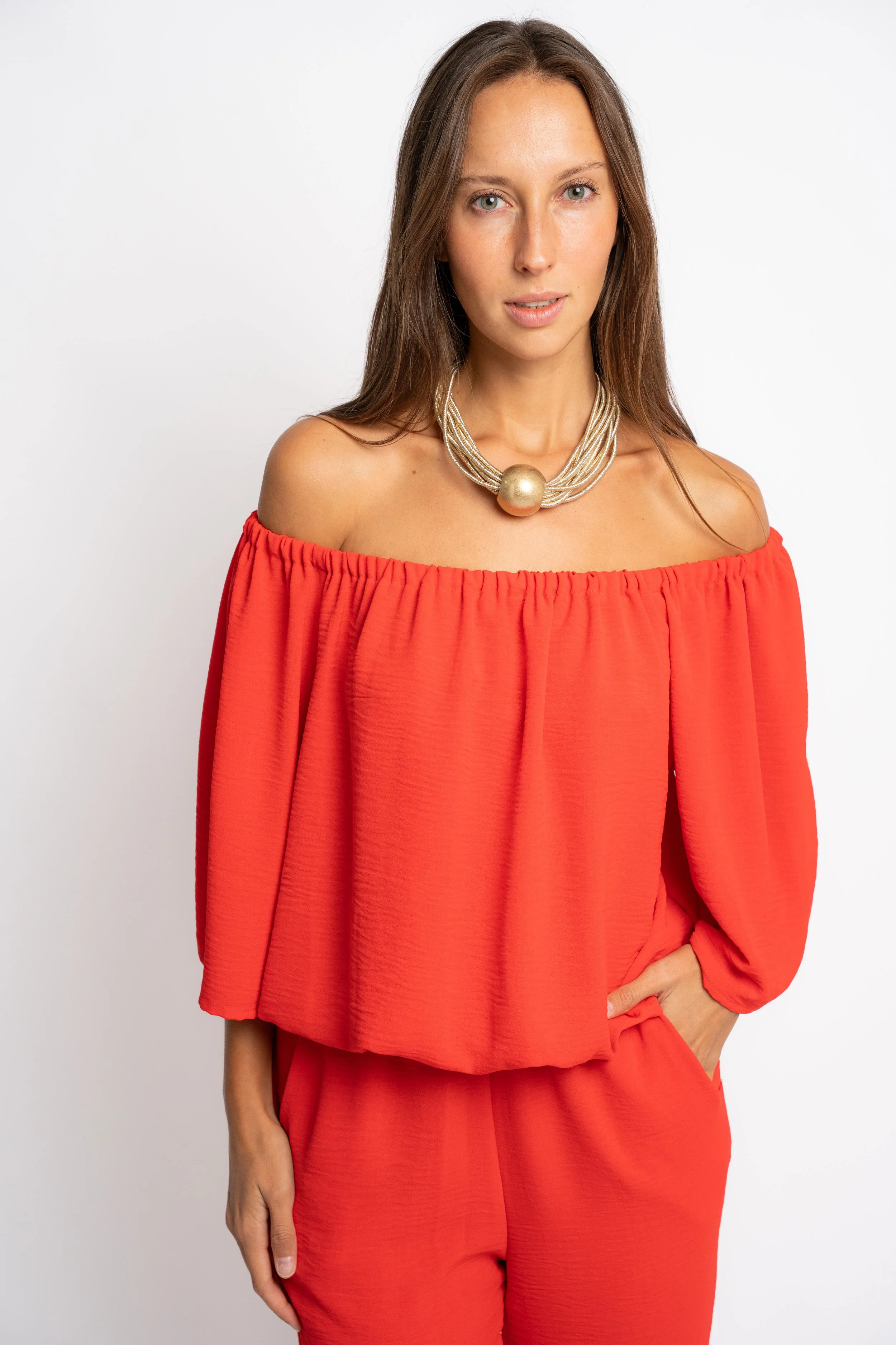 Collar Tiras Bolas Dorad