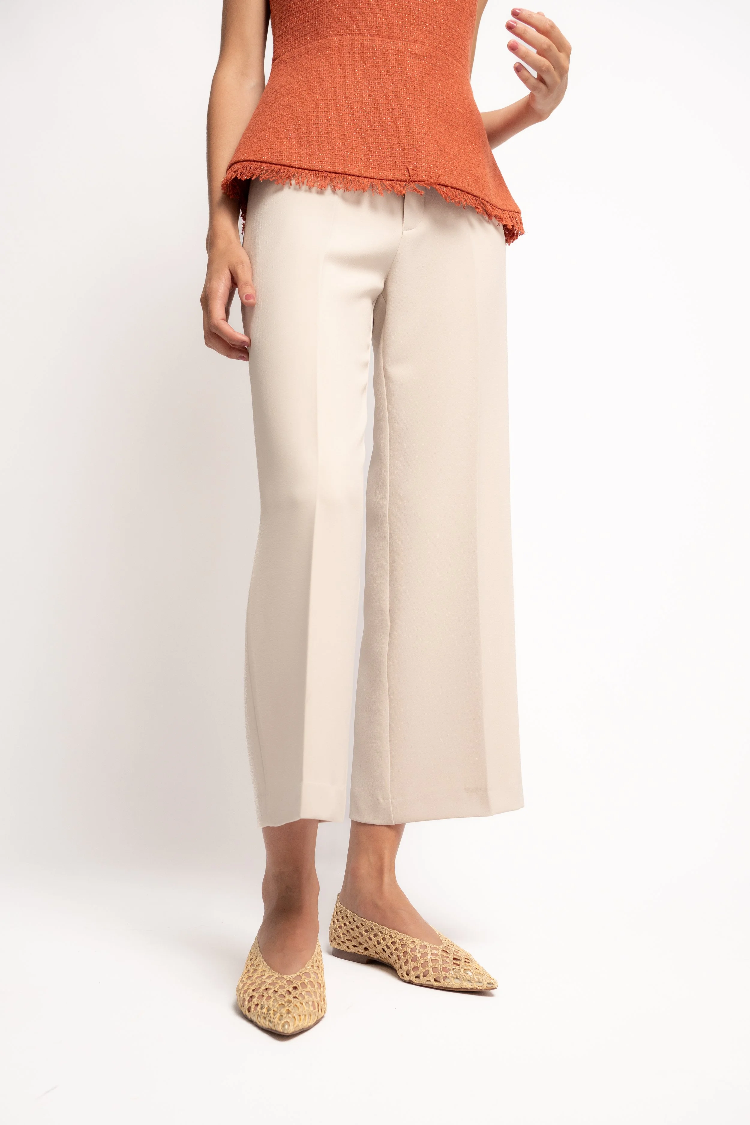 Pantalón Palazzo Tobillero Beige