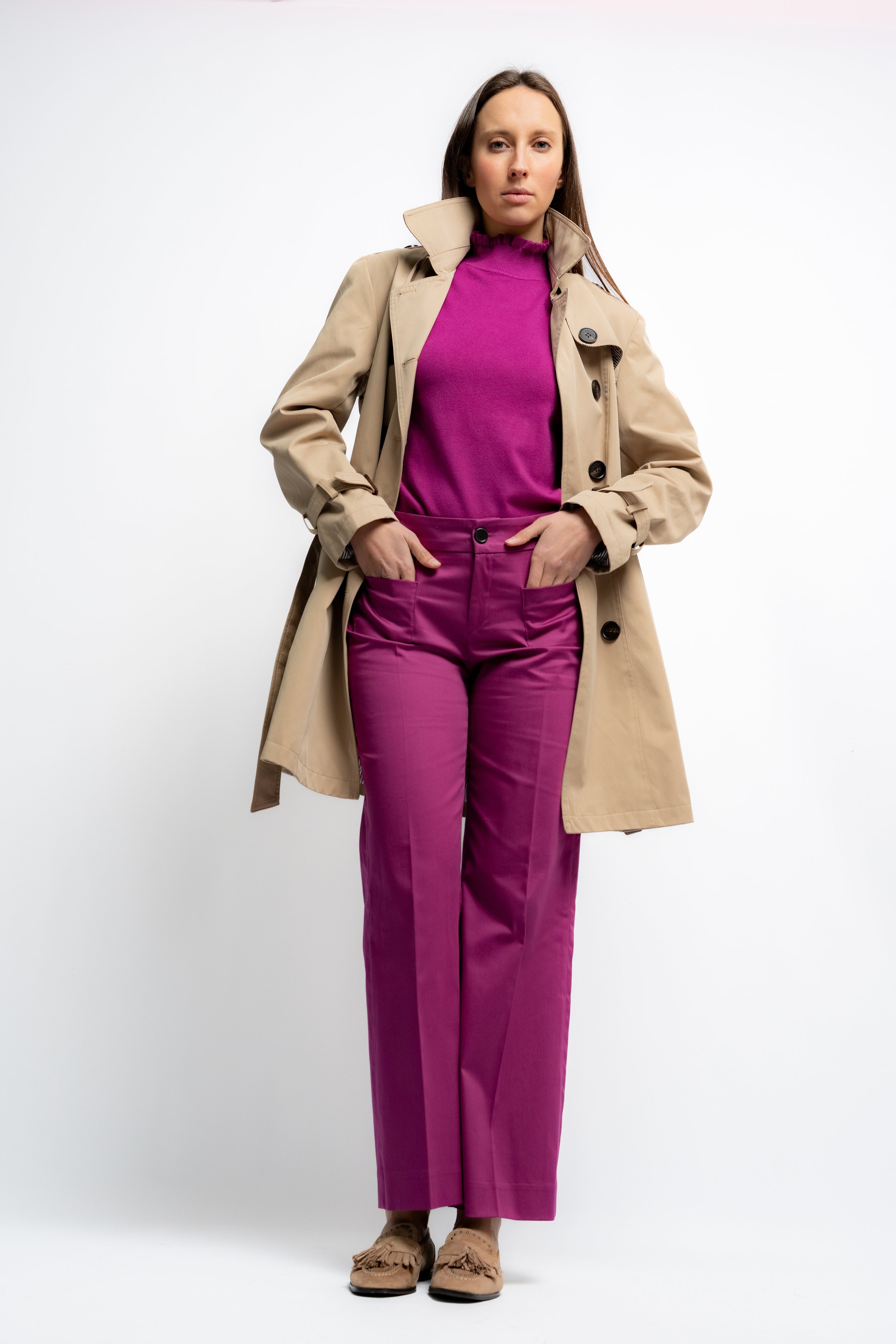 Pantalón Palazzo Tobillero Satén Grosella