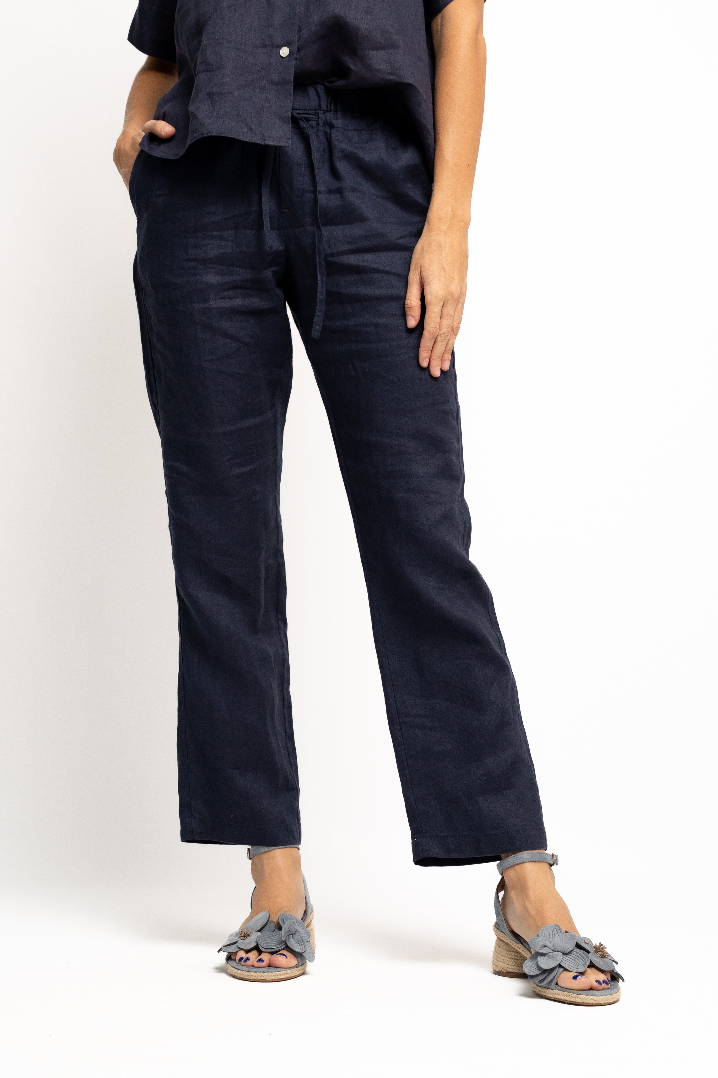 Pantalón Lino Gomas Azul Marino