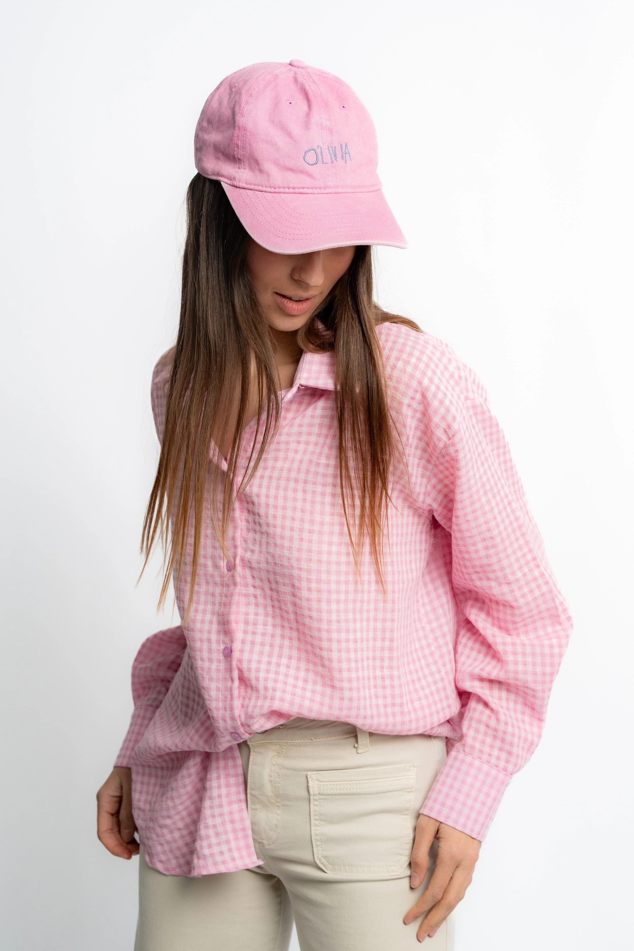 Camisa Oversize Cuadro Vichy Rosa