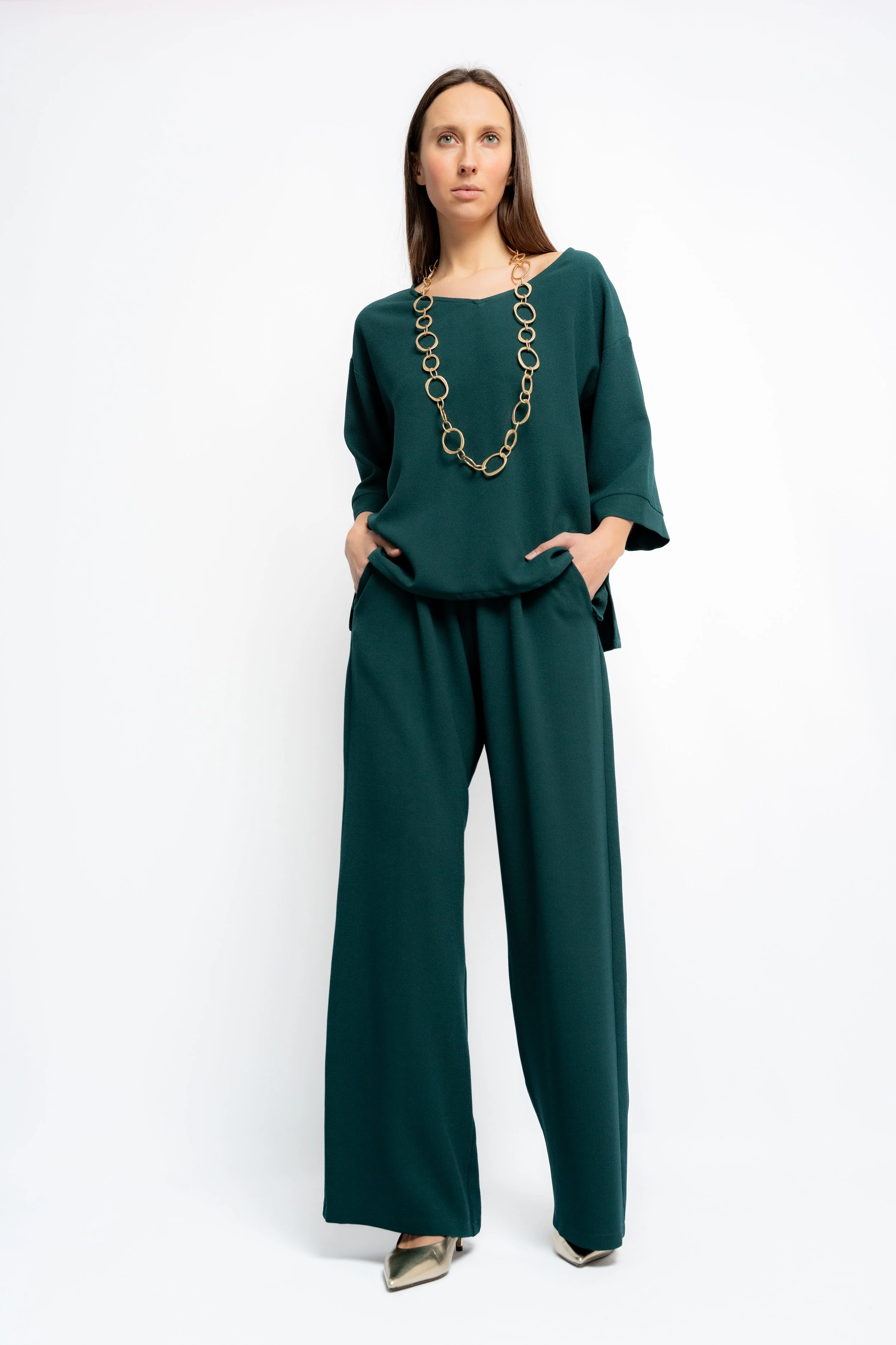 Pantalón Palazzo Goma Verde