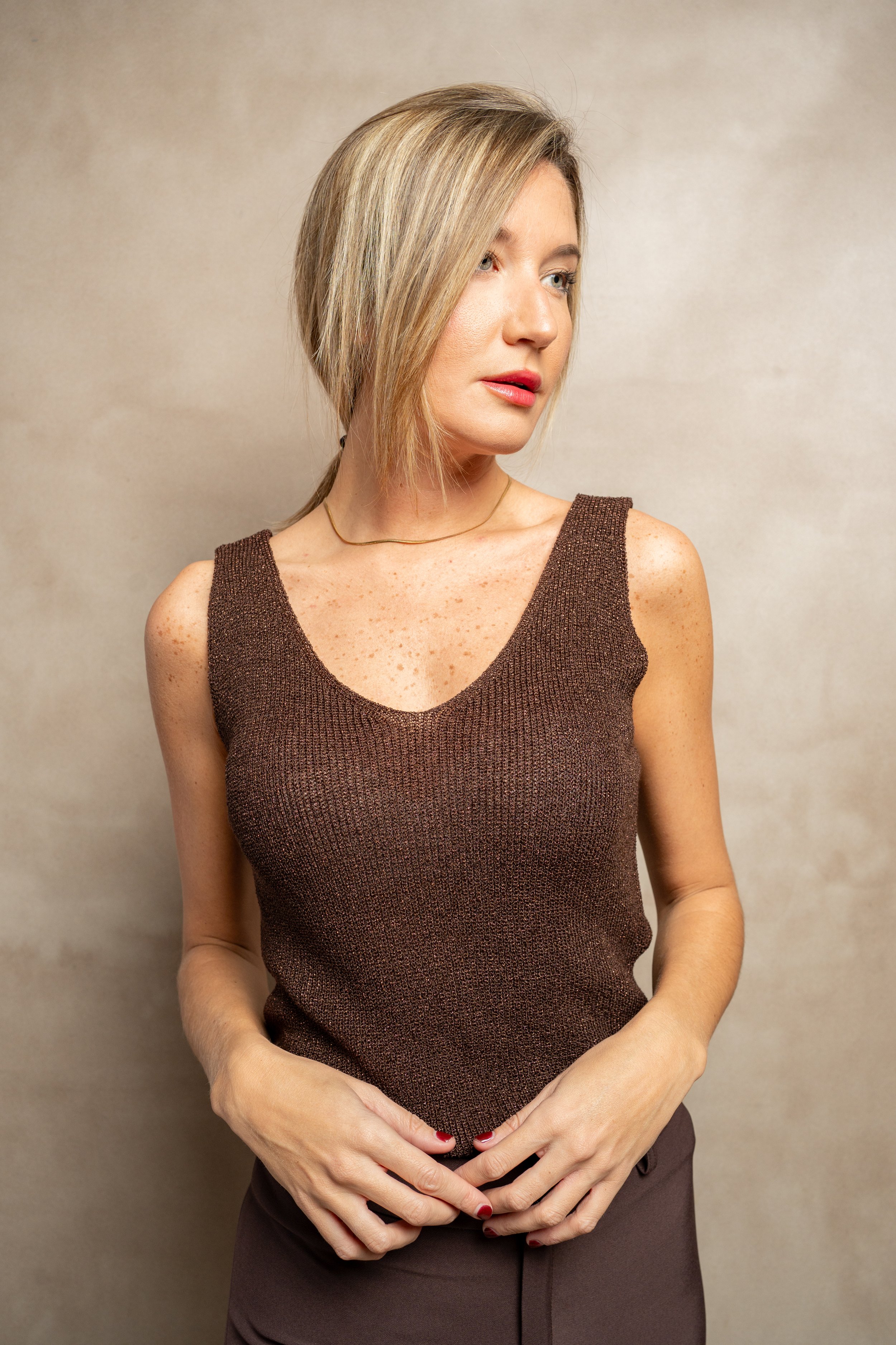Top Lurex Marrón