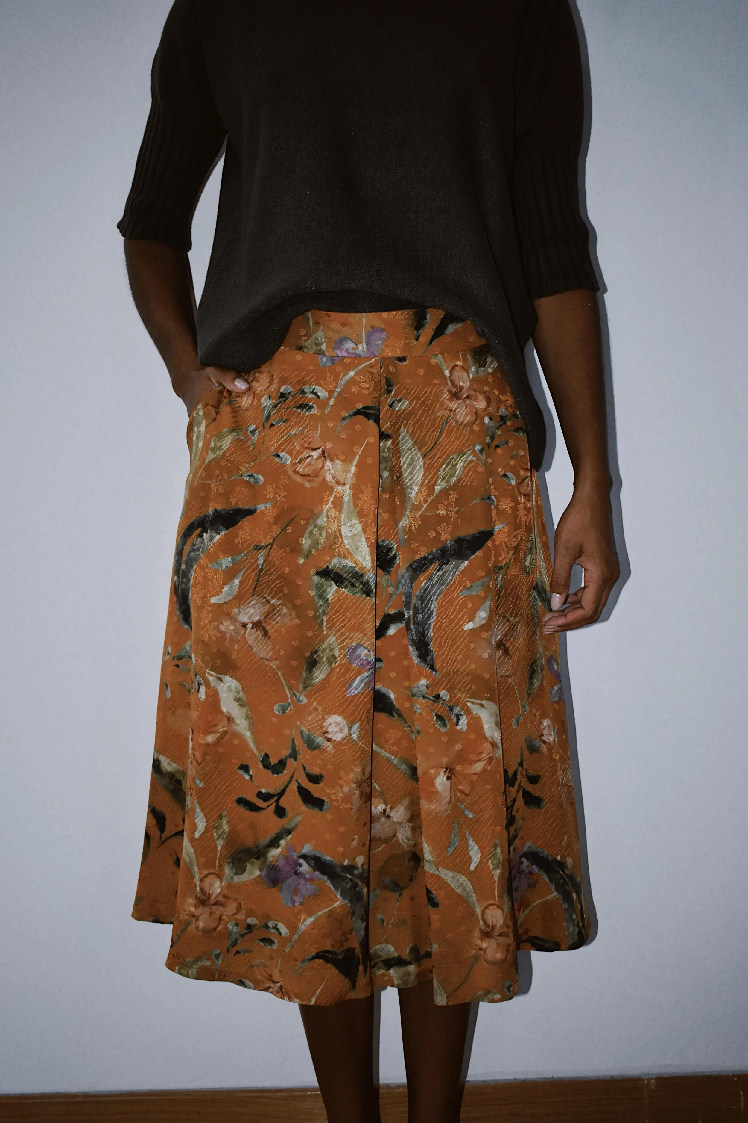 Falda Nicola Estampado Ocre
