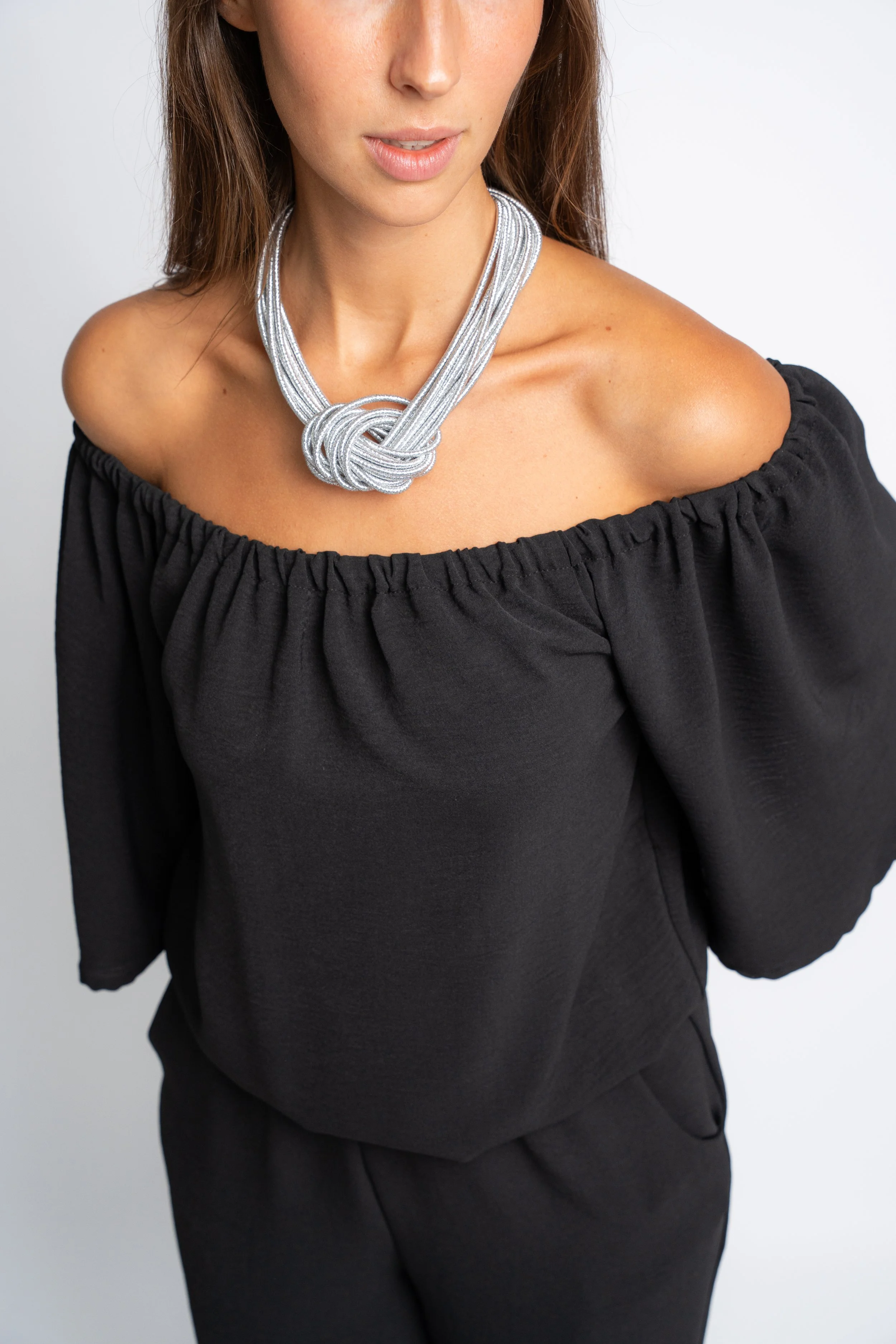 Collar Tiras Nudo Plata