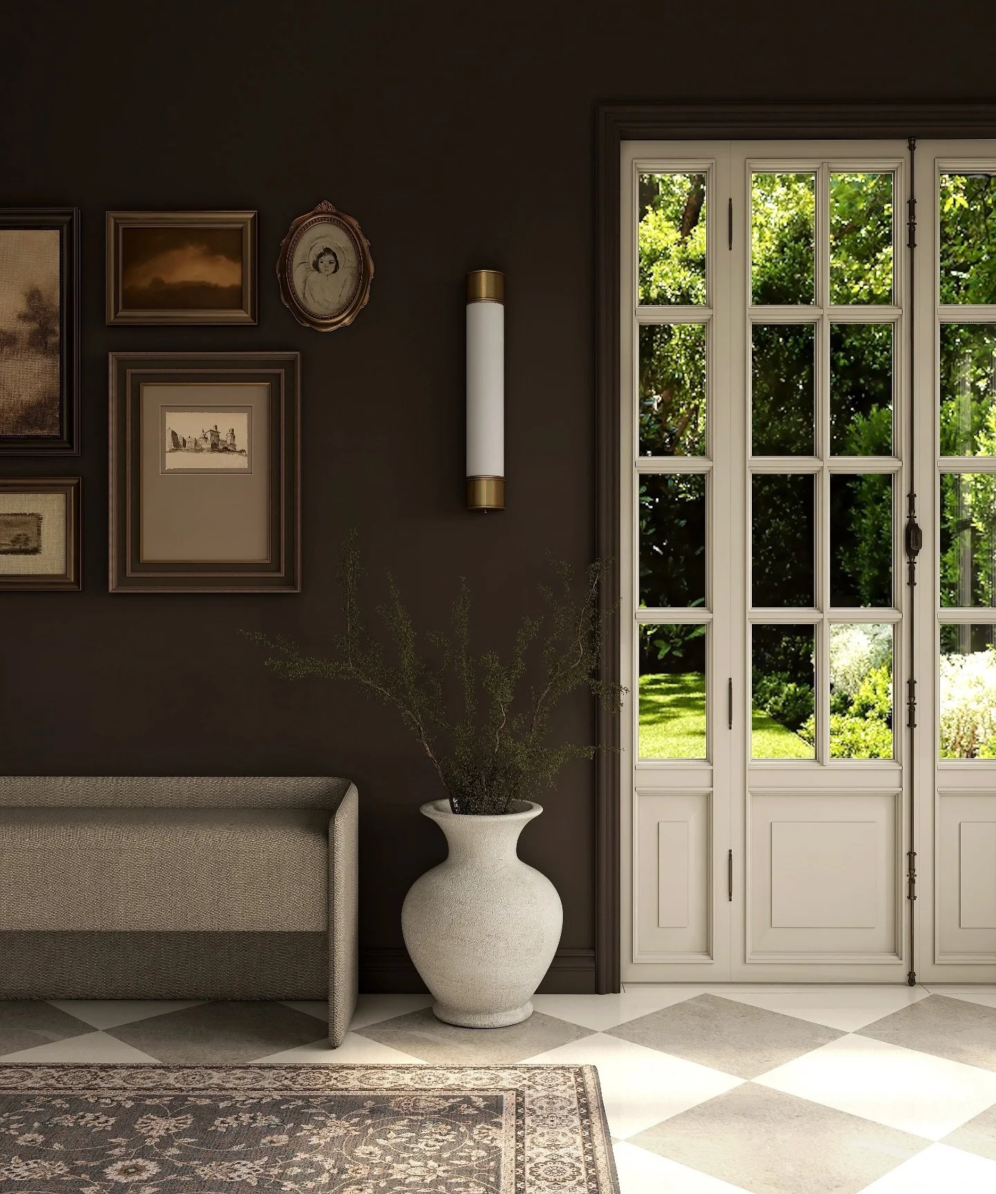 timeless charm designed to meet modern serenity &mdash;  we&rsquo;re absolutely in love with how our vision came to life!

we can&rsquo;t get enough of the rich contrast between deep chocolate walls and soft neutrals, all framed by that stunning gard