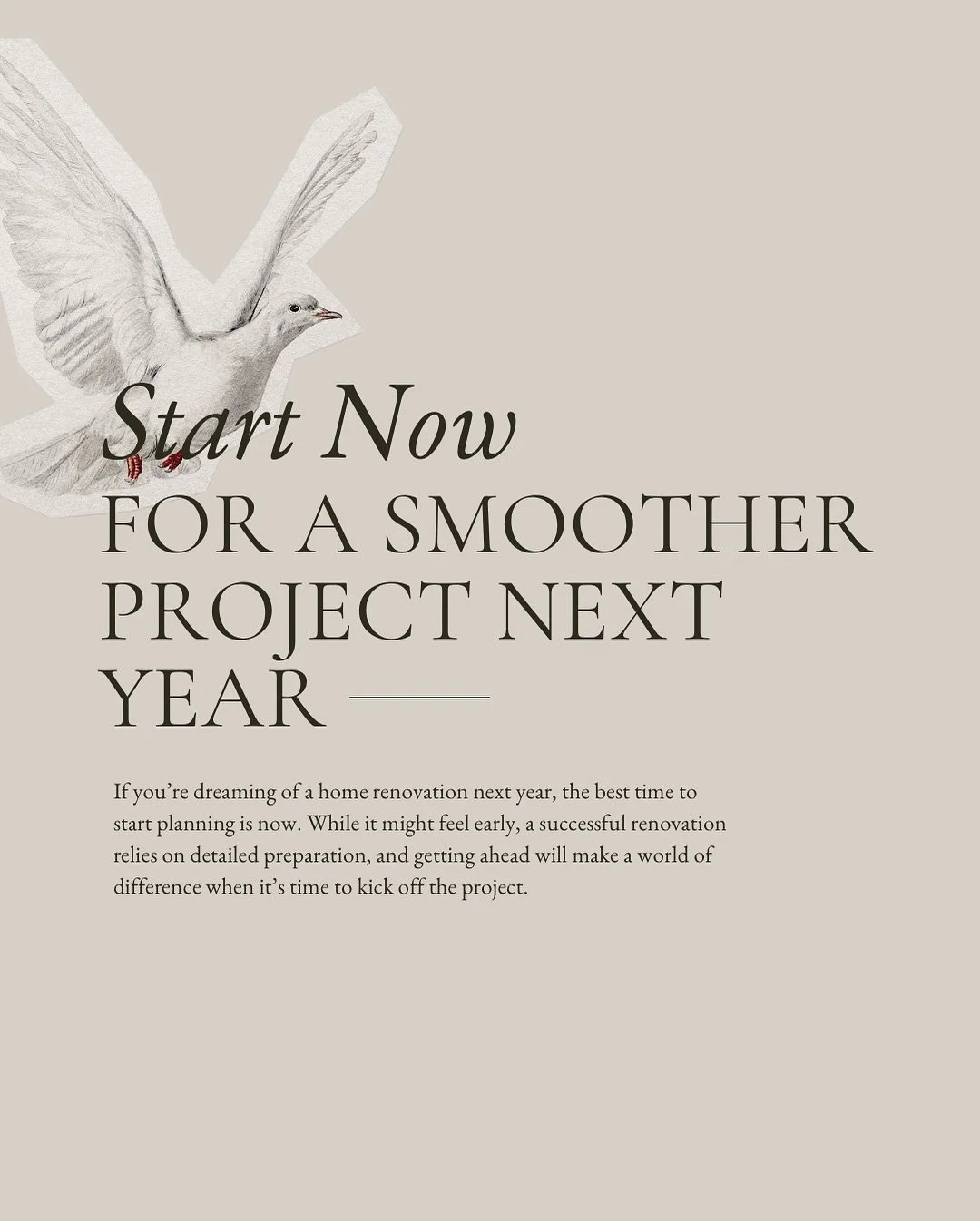 Thinking about a renovation in 2025? Start planning now for a smooth and stress-free project! 

From defining your vision to securing permits and ordering materials, early preparation is the key to bringing your dream space to life without delays.

E